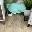 Natural Green Quartz Side Table on a Chrome Metal Base, 23.6" Tall #1341GQ-002 - Brazil GemsBrazil GemsNatural Green Quartz Side Table on a Chrome Metal Base, 23.6" Tall #1341GQ-002Tables: Side1341GQ-002