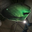 Natural Green Quartz Side Table on a Chrome Metal Base, 23.6" Tall #1341GQ-002 - Brazil GemsBrazil GemsNatural Green Quartz Side Table on a Chrome Metal Base, 23.6" Tall #1341GQ-002Tables: Side1341GQ-002