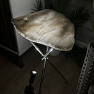 Natural Milky Quartz Side Table on Chrome Metal Base, 23.8" Tall #1341MQ-003 - Brazil GemsBrazil GemsNatural Milky Quartz Side Table on Chrome Metal Base, 23.8" Tall #1341MQ-003Tables: Side1341MQ-003