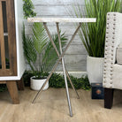 Natural Milky Quartz Side Table on Chrome Metal Base, 23.8" Tall #1341MQ-003 - Brazil GemsBrazil GemsNatural Milky Quartz Side Table on Chrome Metal Base, 23.8" Tall #1341MQ-003Tables: Side1341MQ-003