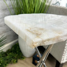 Natural Milky Quartz Side Table on Chrome Metal Base, 23.8" Tall #1341MQ-003 - Brazil GemsBrazil GemsNatural Milky Quartz Side Table on Chrome Metal Base, 23.8" Tall #1341MQ-003Tables: Side1341MQ-003