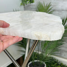 Natural Milky Quartz Side Table on Chrome Metal Base, 23.8" Tall #1341MQ-003 - Brazil GemsBrazil GemsNatural Milky Quartz Side Table on Chrome Metal Base, 23.8" Tall #1341MQ-003Tables: Side1341MQ-003