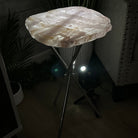 Natural Rose Quartz Side Table on Chrome Metal Base, 24.5" Tall #1341RQ-001 - Brazil GemsBrazil GemsNatural Rose Quartz Side Table on Chrome Metal Base, 24.5" Tall #1341RQ-001Tables: Side1341RQ-001