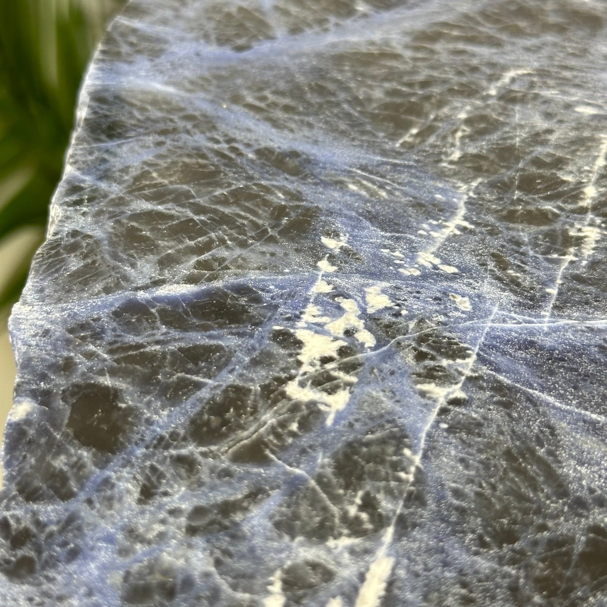 Natural Sodalite Side Table on Black Metal Base, 24.7" Tall #1342SO-002 - Brazil GemsBrazil GemsNatural Sodalite Side Table on Black Metal Base, 24.7" Tall #1342SO-002Tables: Side1342SO-002