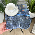 Natural Sodalite Side Table on Black Metal Base, 24.7" Tall #1342SO-002 - Brazil GemsBrazil GemsNatural Sodalite Side Table on Black Metal Base, 24.7" Tall #1342SO-002Tables: Side1342SO-002