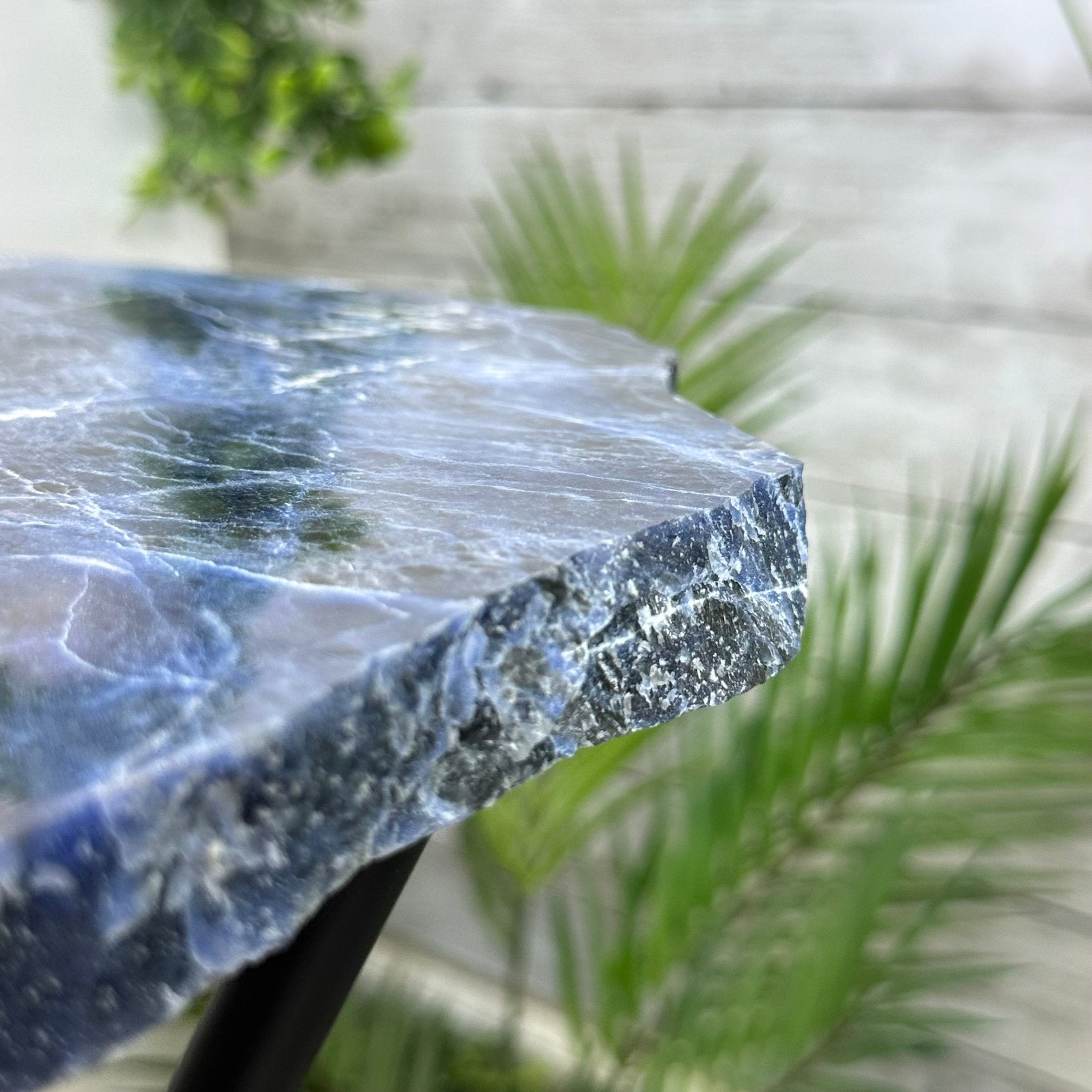 Natural Sodalite Side Table on Black Metal Base, 24.7" Tall #1342SO-002 - Brazil GemsBrazil GemsNatural Sodalite Side Table on Black Metal Base, 24.7" Tall #1342SO-002Tables: Side1342SO-002