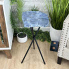 Natural Sodalite Side Table on Black Metal Base, 24.7" Tall #1342SO-002 - Brazil GemsBrazil GemsNatural Sodalite Side Table on Black Metal Base, 24.7" Tall #1342SO-002Tables: Side1342SO-002