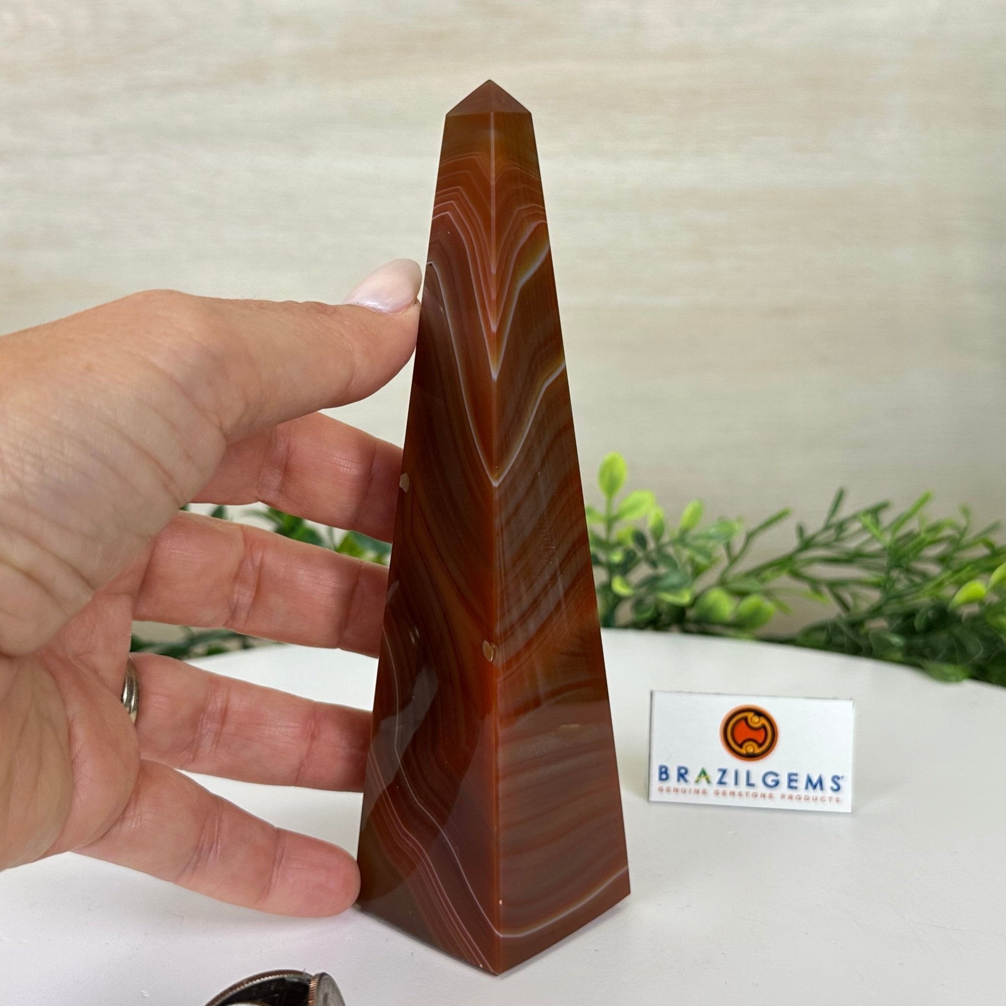 Orange Agate 4 - Sided Obelisk Tower, 6.2" Tall #3104OA - 002 - Brazil GemsBrazil GemsOrange Agate 4 - Sided Obelisk Tower, 6.2" Tall #3104OA - 002Obelisks3104OA - 002