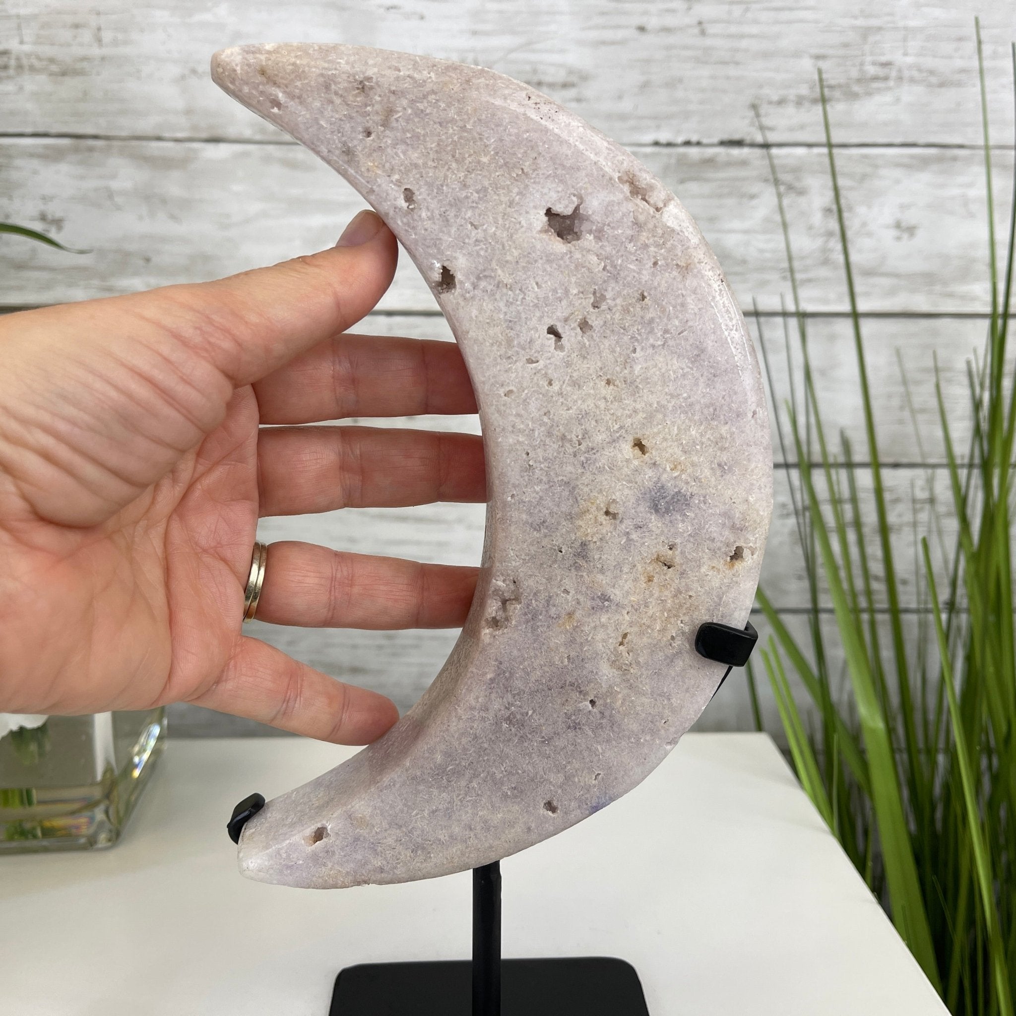 Pink Amethyst Crescent Moon Polished Geode, 2.6 lbs and 10.75" Tall #5740-0015 by Brazil Gems - Brazil GemsBrazil GemsPink Amethyst Crescent Moon Polished Geode, 2.6 lbs and 10.75" Tall #5740-0015 by Brazil GemsCrescent Moons5740-0015