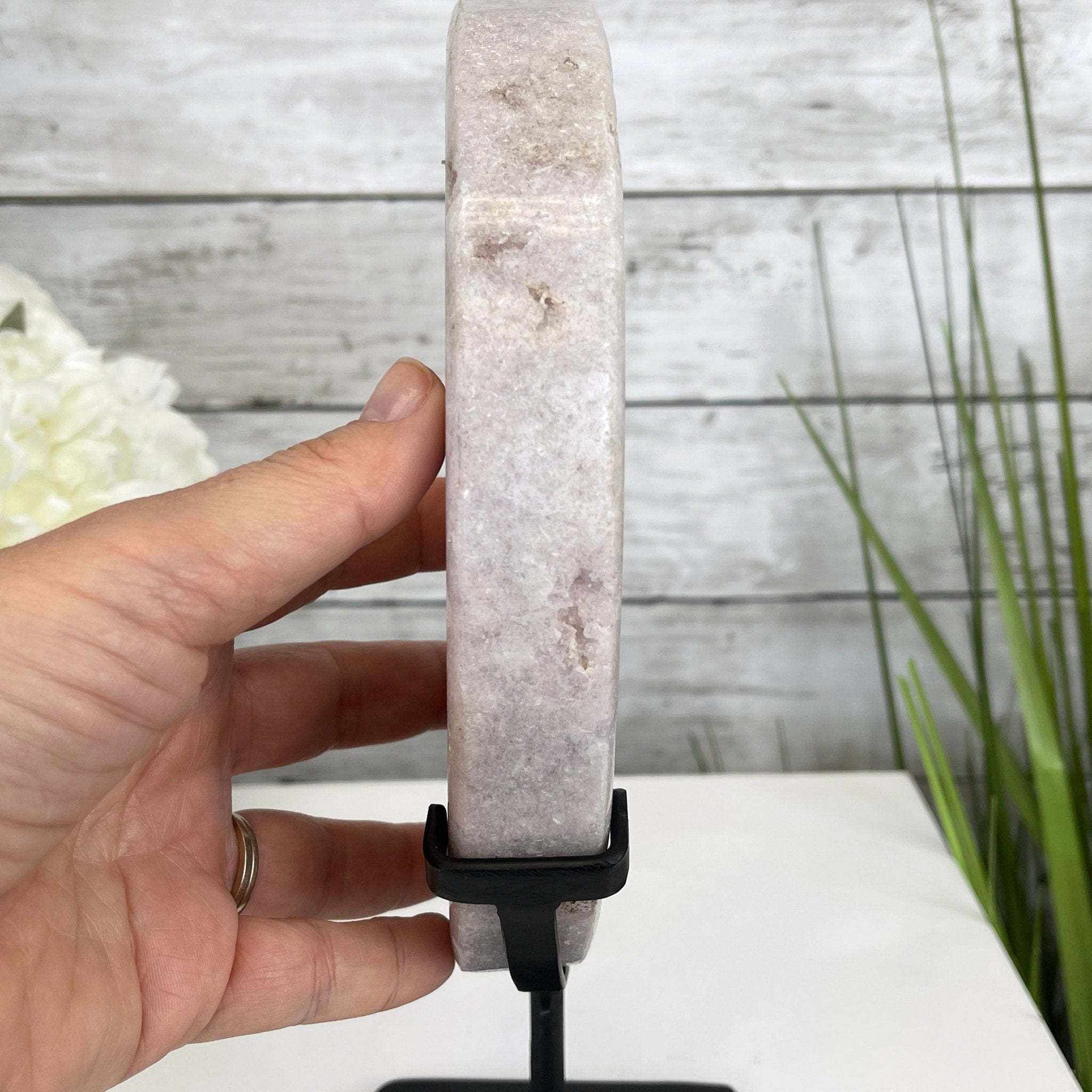 Pink Amethyst Crescent Moon Polished Geode, 2.6 lbs and 10.75" Tall #5740-0015 by Brazil Gems - Brazil GemsBrazil GemsPink Amethyst Crescent Moon Polished Geode, 2.6 lbs and 10.75" Tall #5740-0015 by Brazil GemsCrescent Moons5740-0015