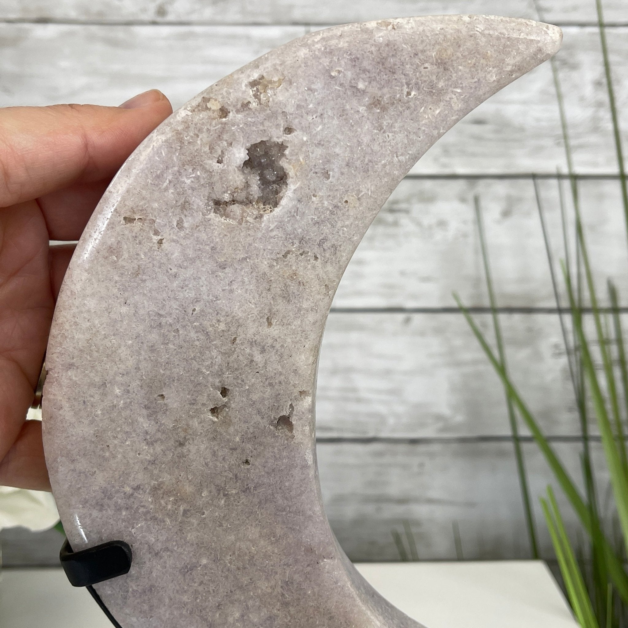 Pink Amethyst Crescent Moon Polished Geode, 2.6 lbs and 10.75" Tall #5740-0015 by Brazil Gems - Brazil GemsBrazil GemsPink Amethyst Crescent Moon Polished Geode, 2.6 lbs and 10.75" Tall #5740-0015 by Brazil GemsCrescent Moons5740-0015