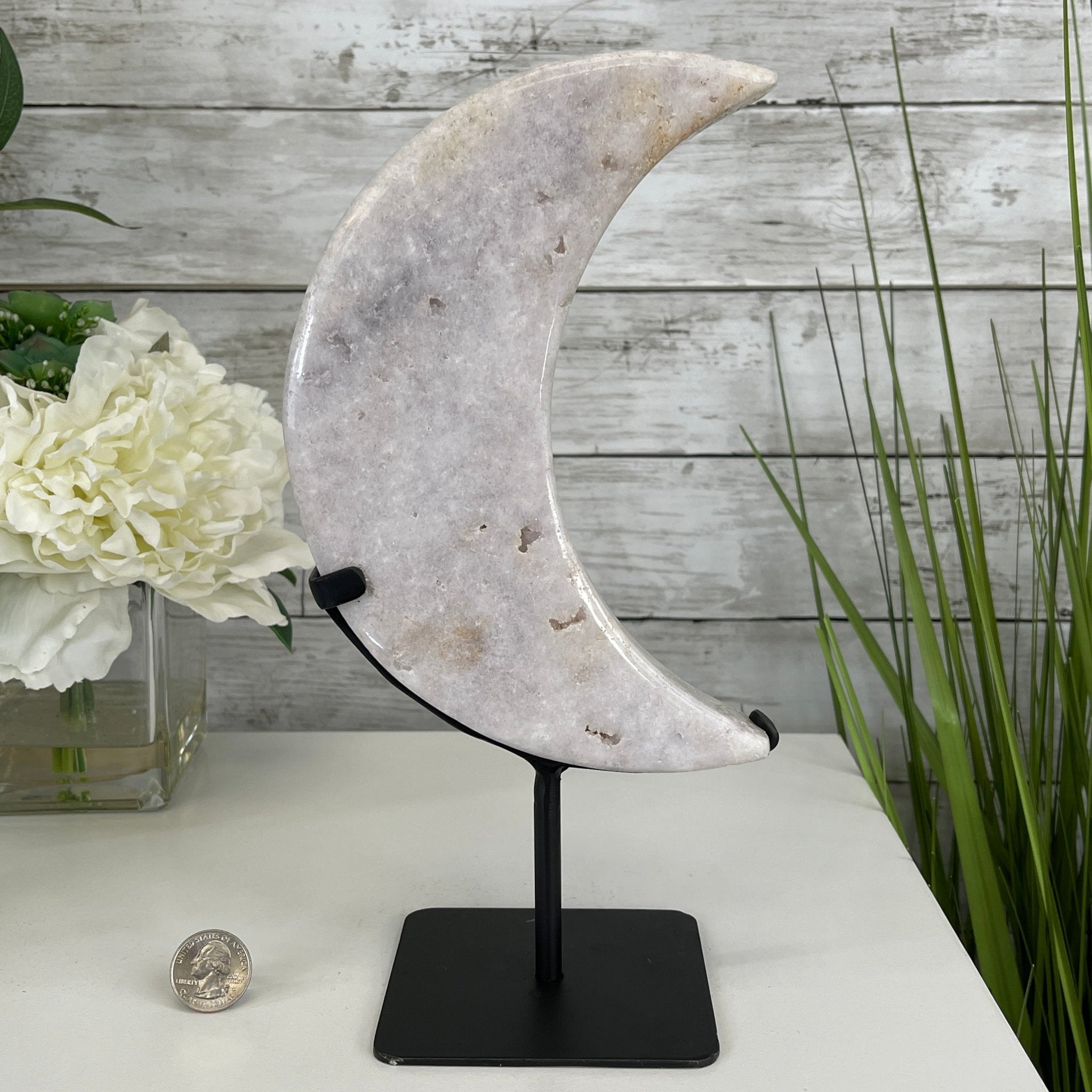 Pink Amethyst Crescent Moon Polished Geode, 3.1 lbs and 10.75" Tall #5740-0017 by Brazil Gems - Brazil GemsBrazil GemsPink Amethyst Crescent Moon Polished Geode, 3.1 lbs and 10.75" Tall #5740-0017 by Brazil GemsCrescent Moons5740-0017