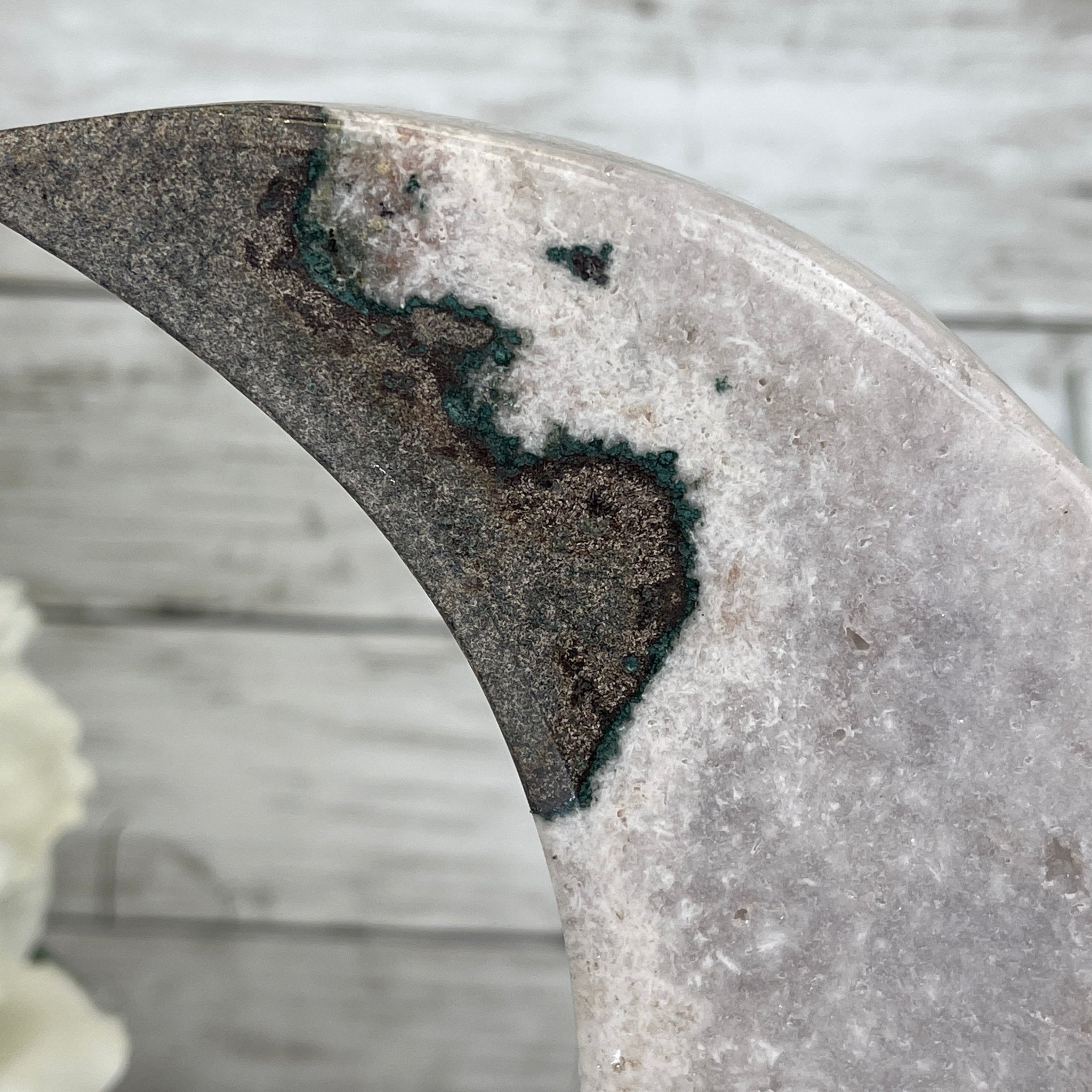 Pink Amethyst Crescent Moon Polished Geode, 3.5 lbs and 10.75" Tall #5740-0021 by Brazil Gems - Brazil GemsBrazil GemsPink Amethyst Crescent Moon Polished Geode, 3.5 lbs and 10.75" Tall #5740-0021 by Brazil GemsCrescent Moons5740-0021