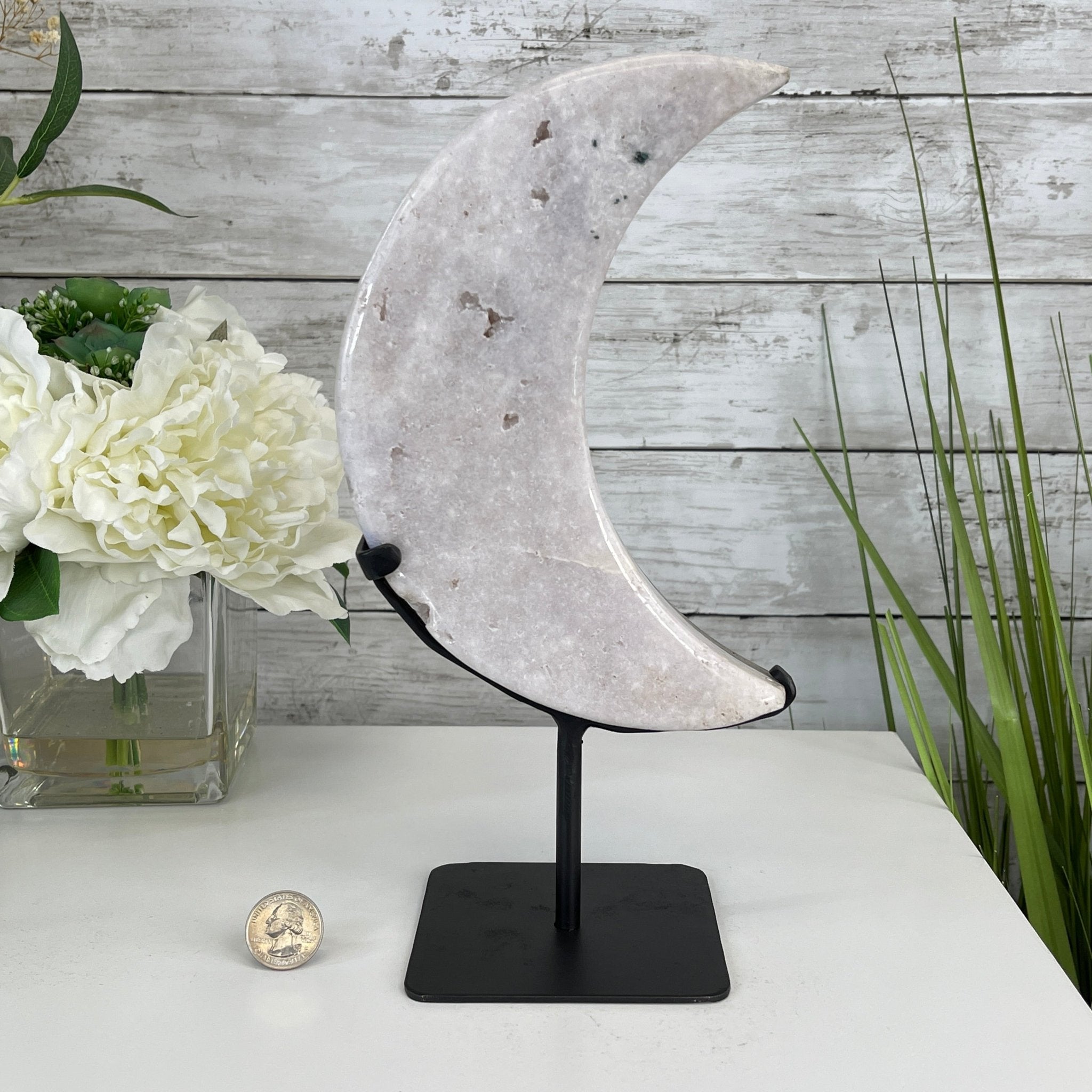 Pink Amethyst Crescent Moon Polished Geode, 3.5 lbs and 10.75" Tall #5740-0021 by Brazil Gems - Brazil GemsBrazil GemsPink Amethyst Crescent Moon Polished Geode, 3.5 lbs and 10.75" Tall #5740-0021 by Brazil GemsCrescent Moons5740-0021