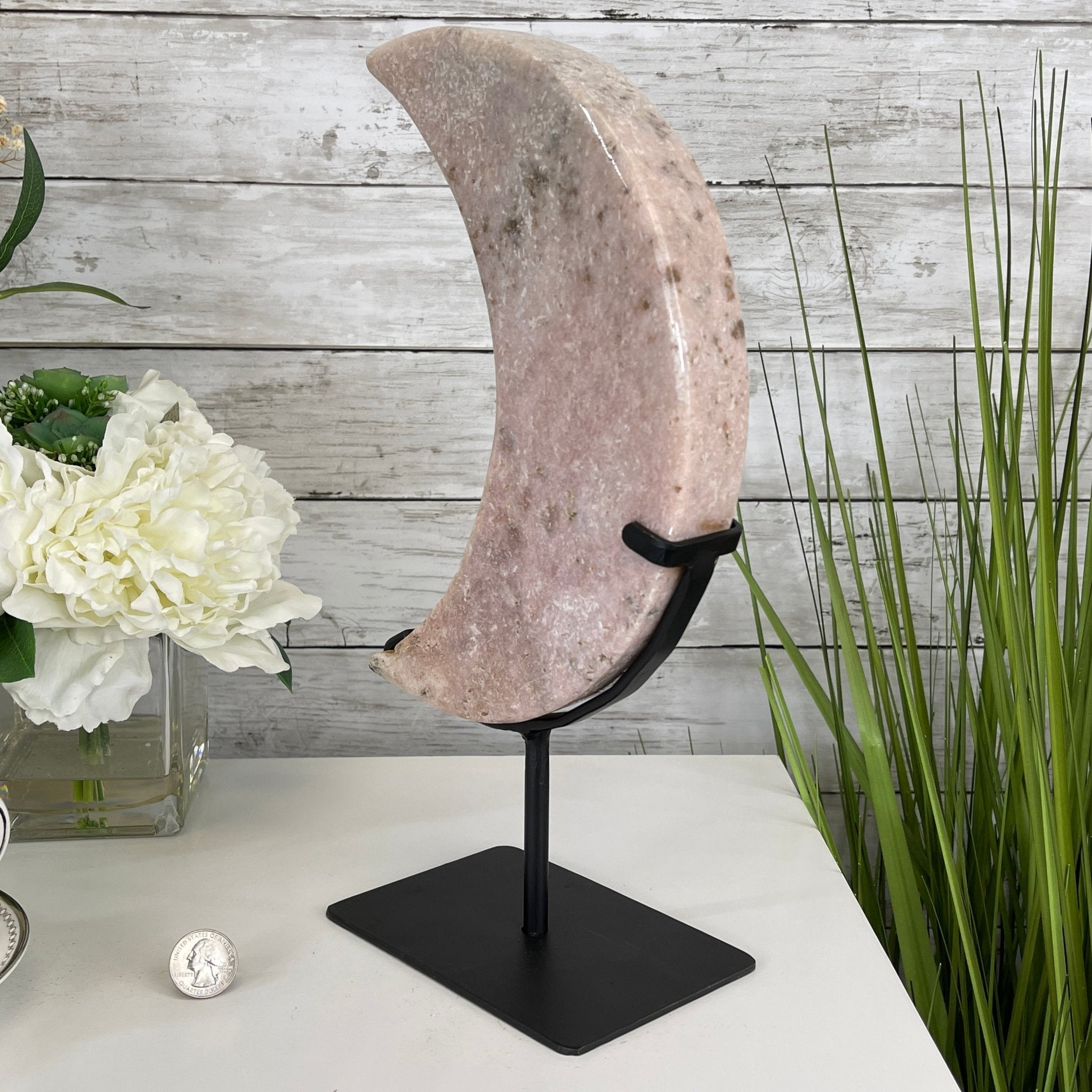 Pink Amethyst Crescent Moon Polished Geode, 5.4 lbs and 13.3" Tall #5740-0027 by Brazil Gems - Brazil GemsBrazil GemsPink Amethyst Crescent Moon Polished Geode, 5.4 lbs and 13.3" Tall #5740-0027 by Brazil GemsCrescent Moons5740-0027