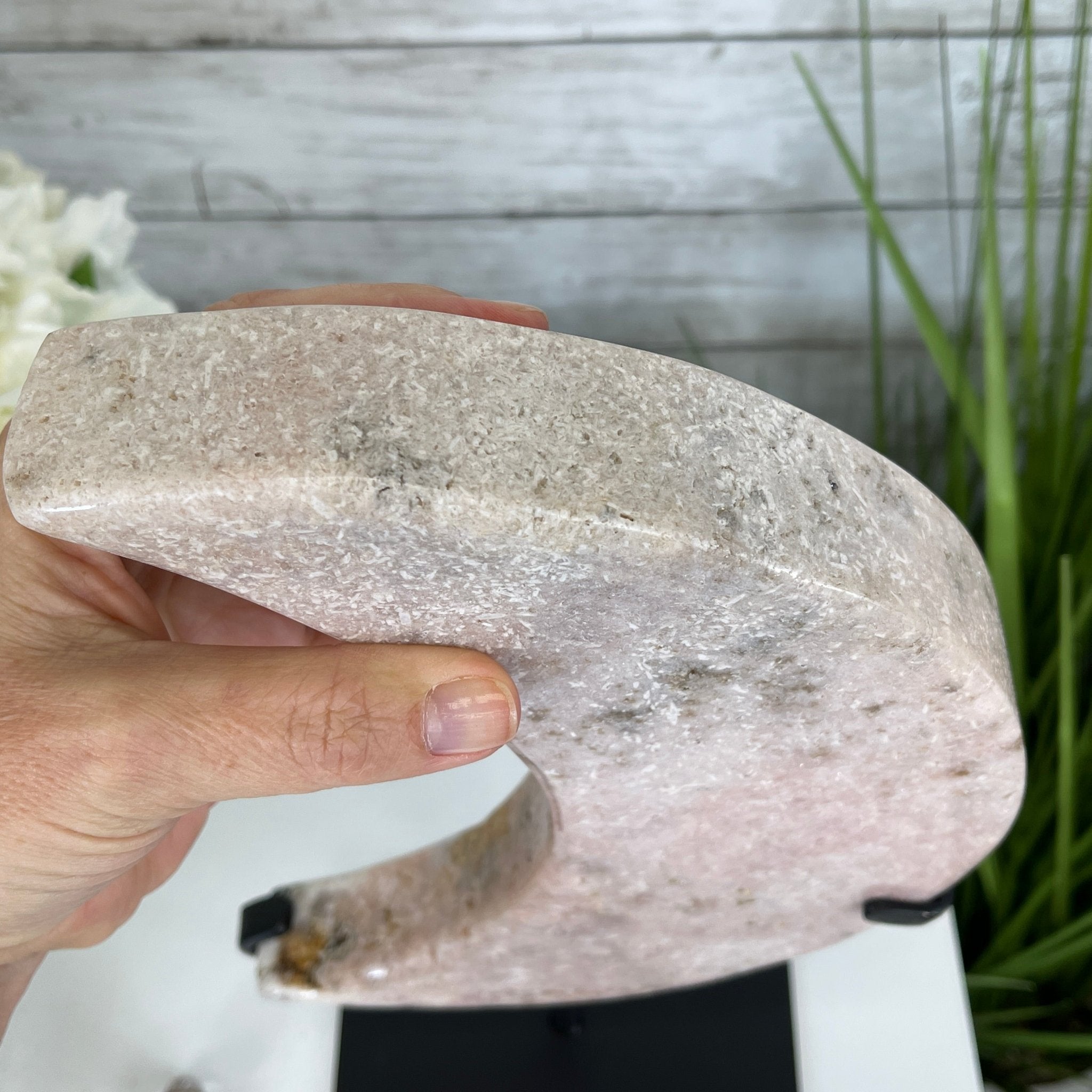Pink Amethyst Crescent Moon Polished Geode, 5.4 lbs and 13.3" Tall #5740-0027 by Brazil Gems - Brazil GemsBrazil GemsPink Amethyst Crescent Moon Polished Geode, 5.4 lbs and 13.3" Tall #5740-0027 by Brazil GemsCrescent Moons5740-0027