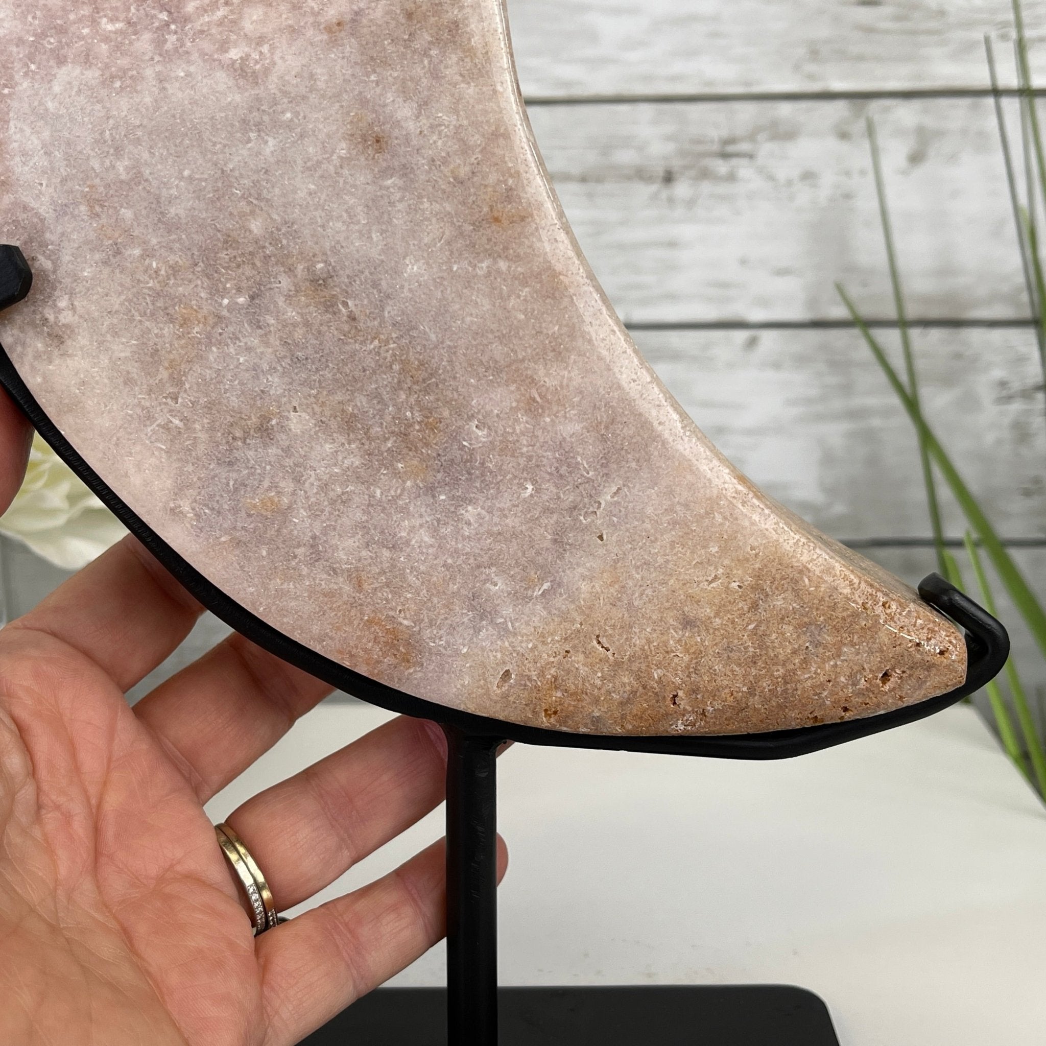 Pink Amethyst Crescent Moon Polished Geode, 6.3 lbs and 13.3" Tall #5740-0030 by Brazil Gems - Brazil GemsBrazil GemsPink Amethyst Crescent Moon Polished Geode, 6.3 lbs and 13.3" Tall #5740-0030 by Brazil GemsCrescent Moons5740-0030