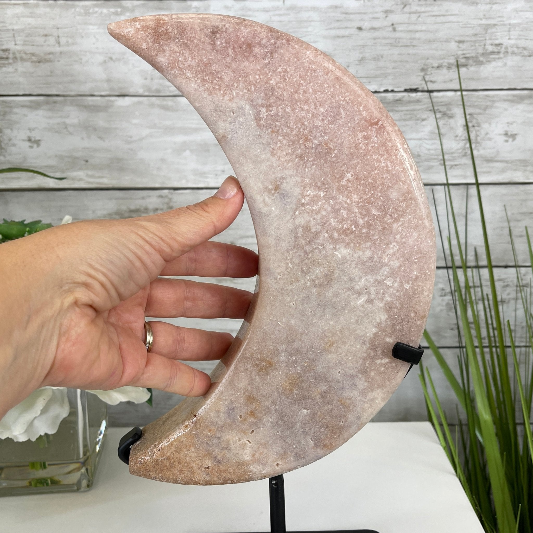 Pink Amethyst Crescent Moon Polished Geode, 6.3 lbs and 13.3" Tall #5740-0030 by Brazil Gems - Brazil GemsBrazil GemsPink Amethyst Crescent Moon Polished Geode, 6.3 lbs and 13.3" Tall #5740-0030 by Brazil GemsCrescent Moons5740-0030