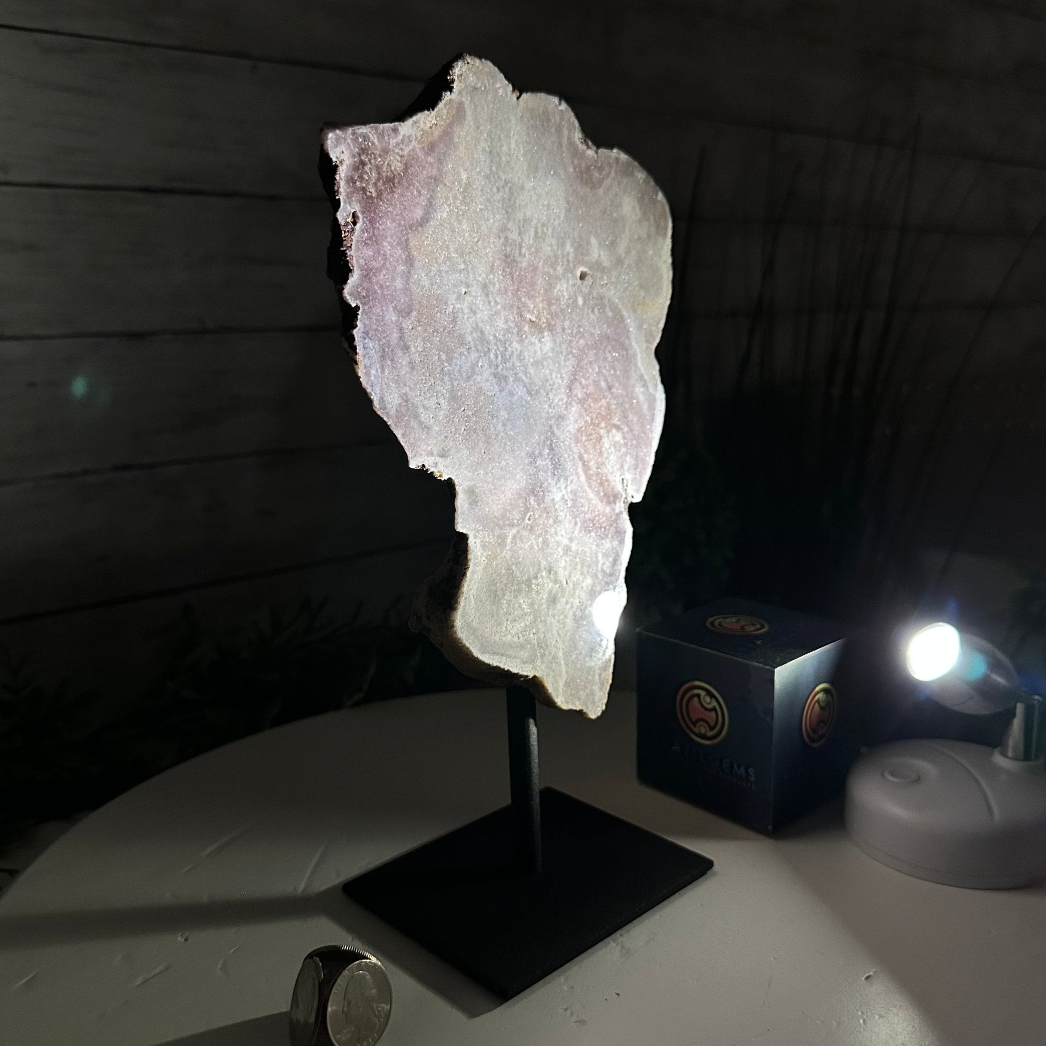 Pink Amethyst Slice on a Stand, 2.2 lbs and 10.5" Tall #5742-0126 - Brazil GemsBrazil GemsPink Amethyst Slice on a Stand, 2.2 lbs and 10.5" Tall #5742-0126Slices on Fixed Bases5742-0126
