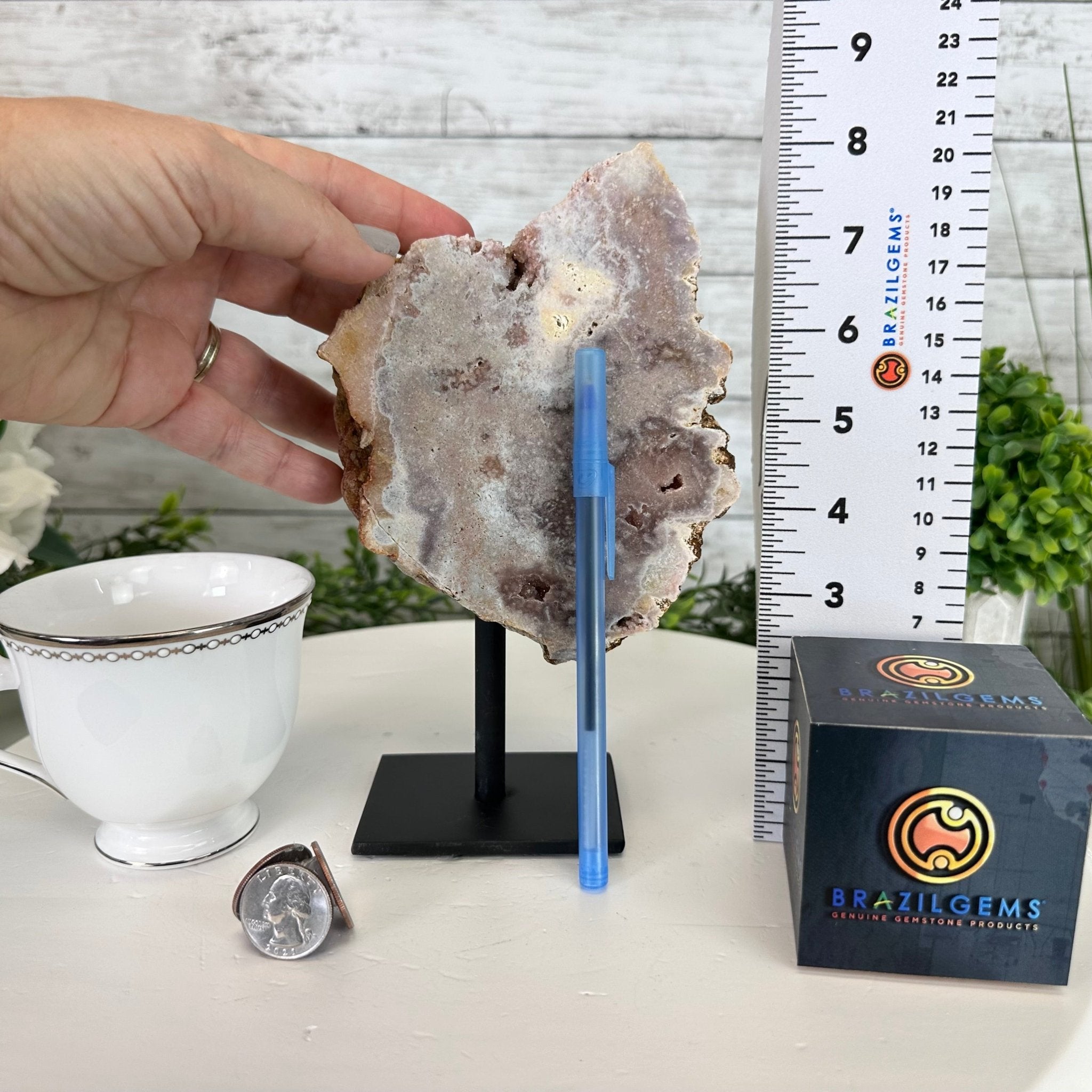 Pink Amethyst Slice on a Stand, 2.4 lbs and 8.1" Tall #5742-0132 - Brazil GemsBrazil GemsPink Amethyst Slice on a Stand, 2.4 lbs and 8.1" Tall #5742-0132Slices on Fixed Bases5742-0132