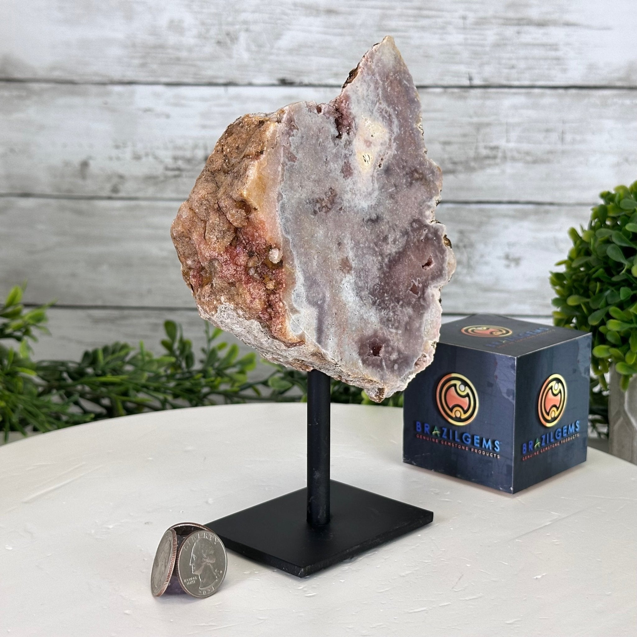 Pink Amethyst Slice on a Stand, 2.4 lbs and 8.1" Tall #5742-0132 - Brazil GemsBrazil GemsPink Amethyst Slice on a Stand, 2.4 lbs and 8.1" Tall #5742-0132Slices on Fixed Bases5742-0132