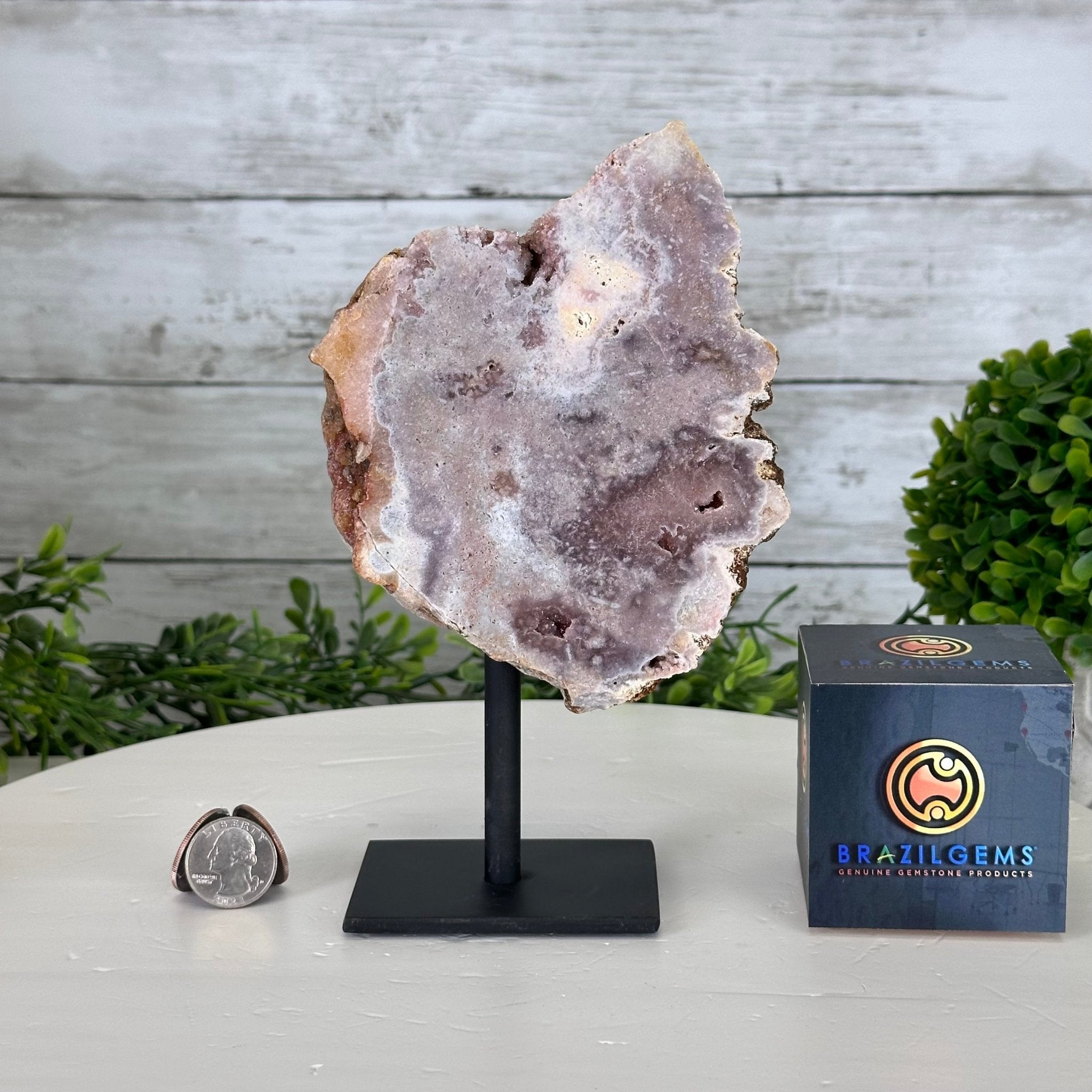 Pink Amethyst Slice on a Stand, 2.4 lbs and 8.1" Tall #5742-0132 - Brazil GemsBrazil GemsPink Amethyst Slice on a Stand, 2.4 lbs and 8.1" Tall #5742-0132Slices on Fixed Bases5742-0132