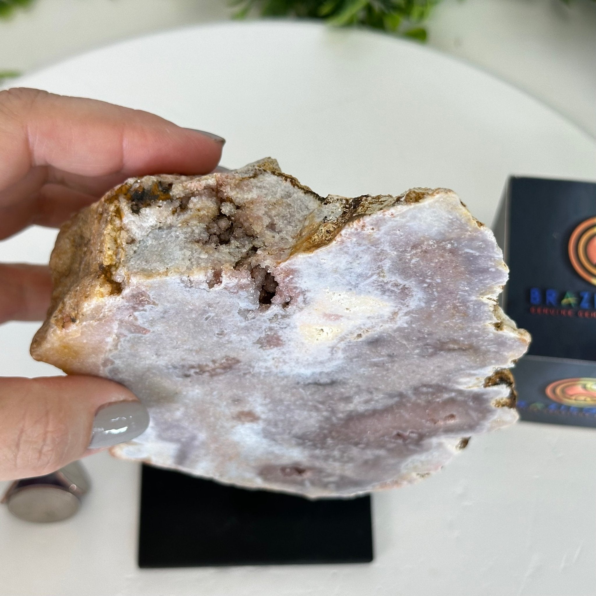 Pink Amethyst Slice on a Stand, 2.4 lbs and 8.1" Tall #5742-0132 - Brazil GemsBrazil GemsPink Amethyst Slice on a Stand, 2.4 lbs and 8.1" Tall #5742-0132Slices on Fixed Bases5742-0132