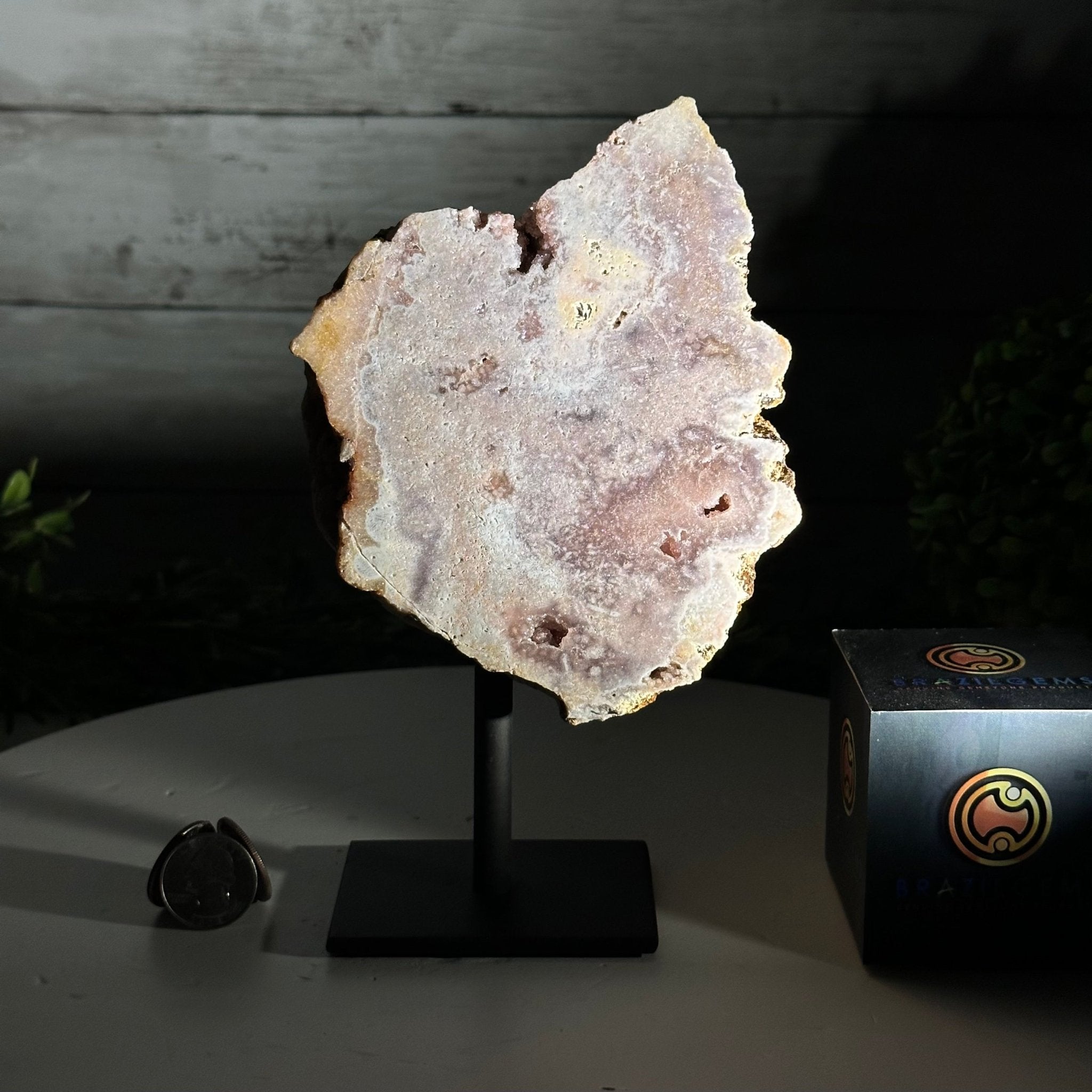 Pink Amethyst Slice on a Stand, 2.4 lbs and 8.1" Tall #5742-0132 - Brazil GemsBrazil GemsPink Amethyst Slice on a Stand, 2.4 lbs and 8.1" Tall #5742-0132Slices on Fixed Bases5742-0132