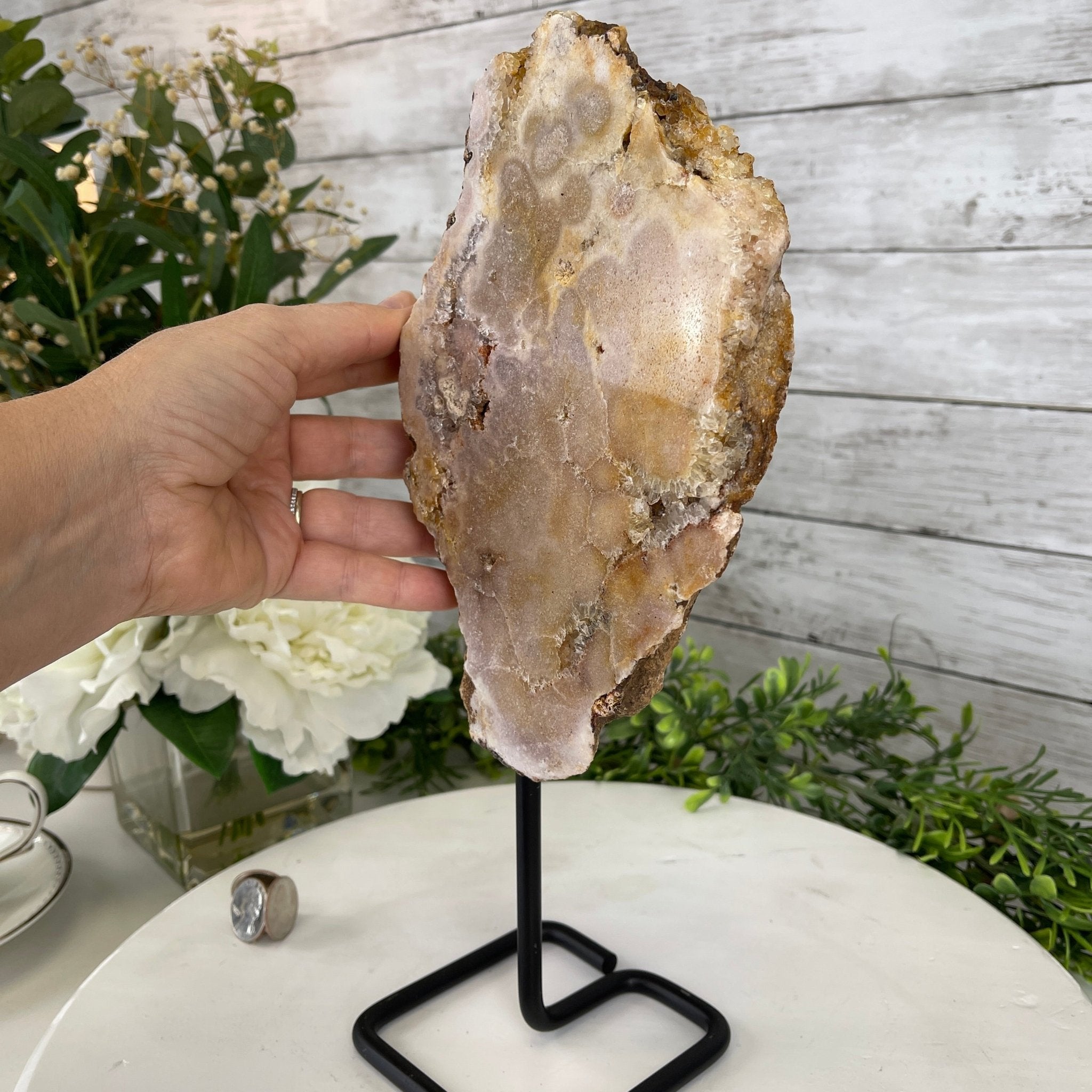Pink Amethyst Slice on a Stand, 4.4 lbs and 12.75" Tall #5742-0035 by Brazil Gems - Brazil GemsBrazil GemsPink Amethyst Slice on a Stand, 4.4 lbs and 12.75" Tall #5742-0035 by Brazil GemsSlices on Fixed Bases5742-0035