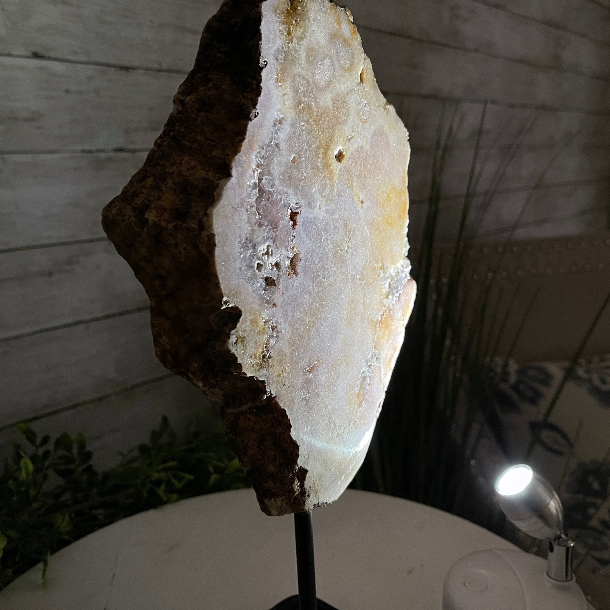 Pink Amethyst Slice on a Stand, 4.4 lbs and 12.75" Tall #5742-0035 by Brazil Gems - Brazil GemsBrazil GemsPink Amethyst Slice on a Stand, 4.4 lbs and 12.75" Tall #5742-0035 by Brazil GemsSlices on Fixed Bases5742-0035