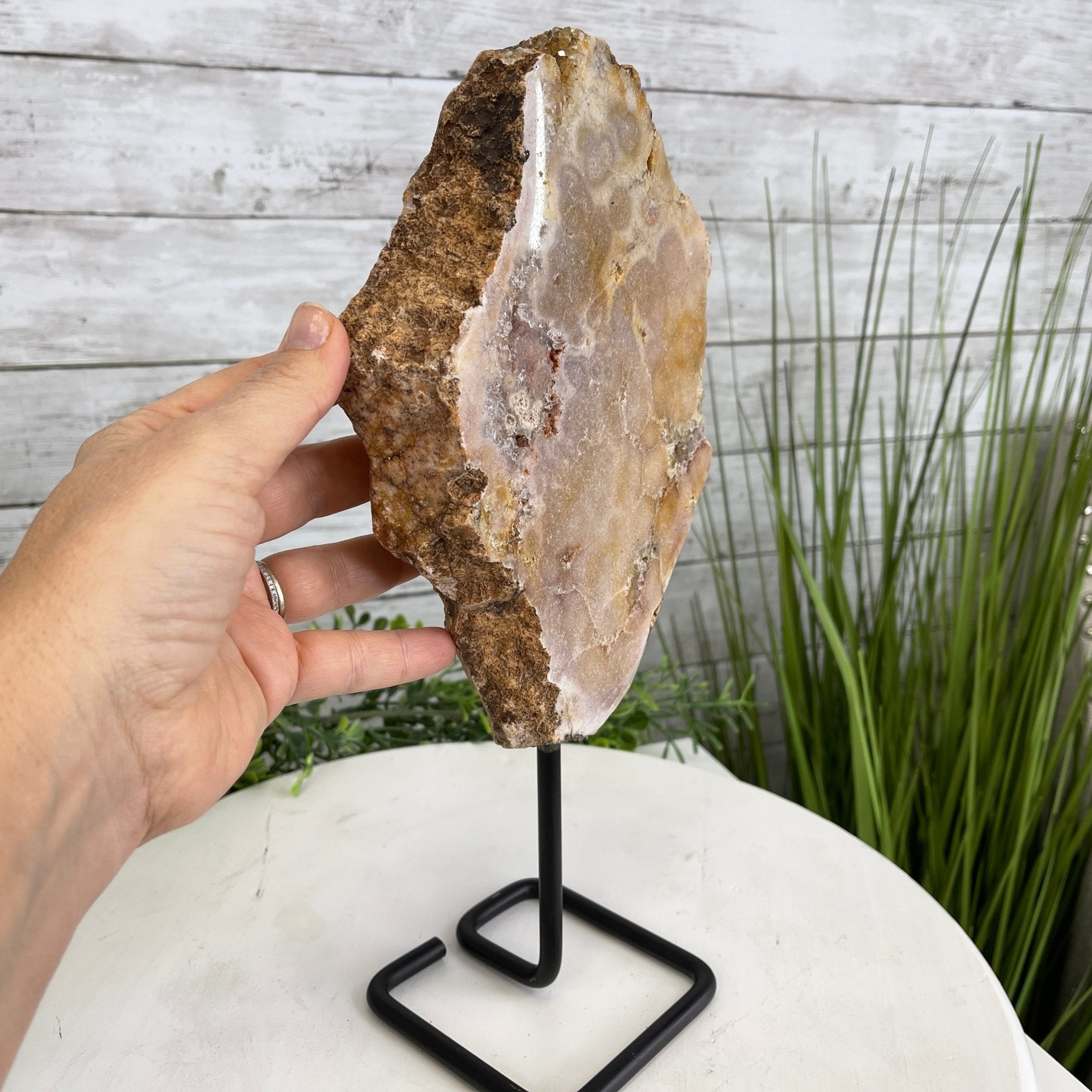 Pink Amethyst Slice on a Stand, 4.4 lbs and 12.75" Tall #5742-0035 by Brazil Gems - Brazil GemsBrazil GemsPink Amethyst Slice on a Stand, 4.4 lbs and 12.75" Tall #5742-0035 by Brazil GemsSlices on Fixed Bases5742-0035