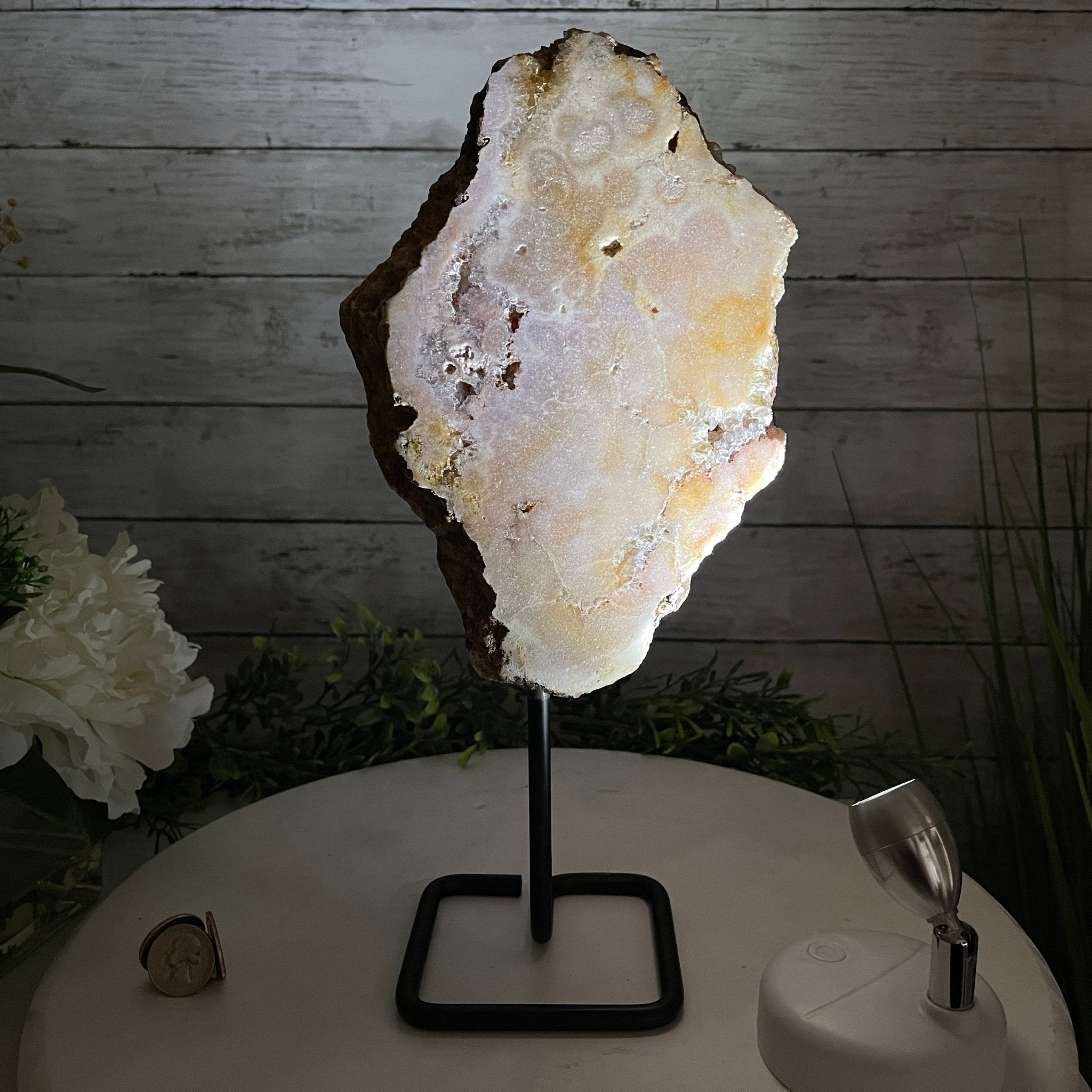 Pink Amethyst Slice on a Stand, 4.4 lbs and 12.75" Tall #5742-0035 by Brazil Gems - Brazil GemsBrazil GemsPink Amethyst Slice on a Stand, 4.4 lbs and 12.75" Tall #5742-0035 by Brazil GemsSlices on Fixed Bases5742-0035