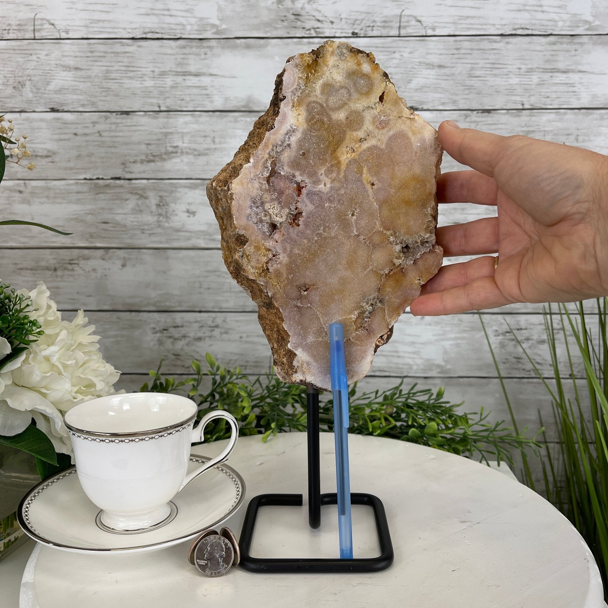Pink Amethyst Slice on a Stand, 4.4 lbs and 12.75" Tall #5742-0035 by Brazil Gems - Brazil GemsBrazil GemsPink Amethyst Slice on a Stand, 4.4 lbs and 12.75" Tall #5742-0035 by Brazil GemsSlices on Fixed Bases5742-0035