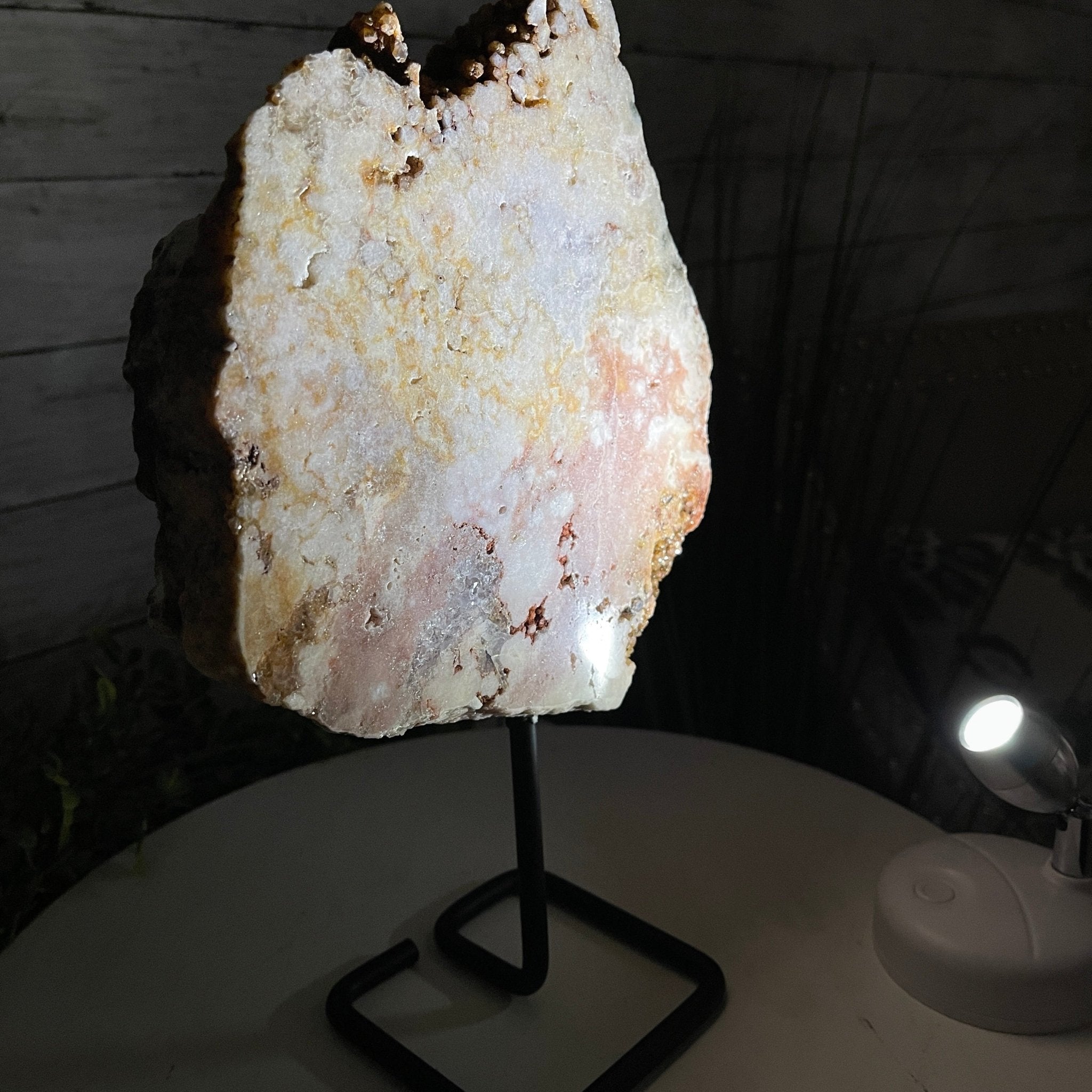 Pink Amethyst Slice on a Stand, 4.6 lbs and 12" Tall #5742-0040 by Brazil Gems - Brazil GemsBrazil GemsPink Amethyst Slice on a Stand, 4.6 lbs and 12" Tall #5742-0040 by Brazil GemsSlices on Fixed Bases5742-0040