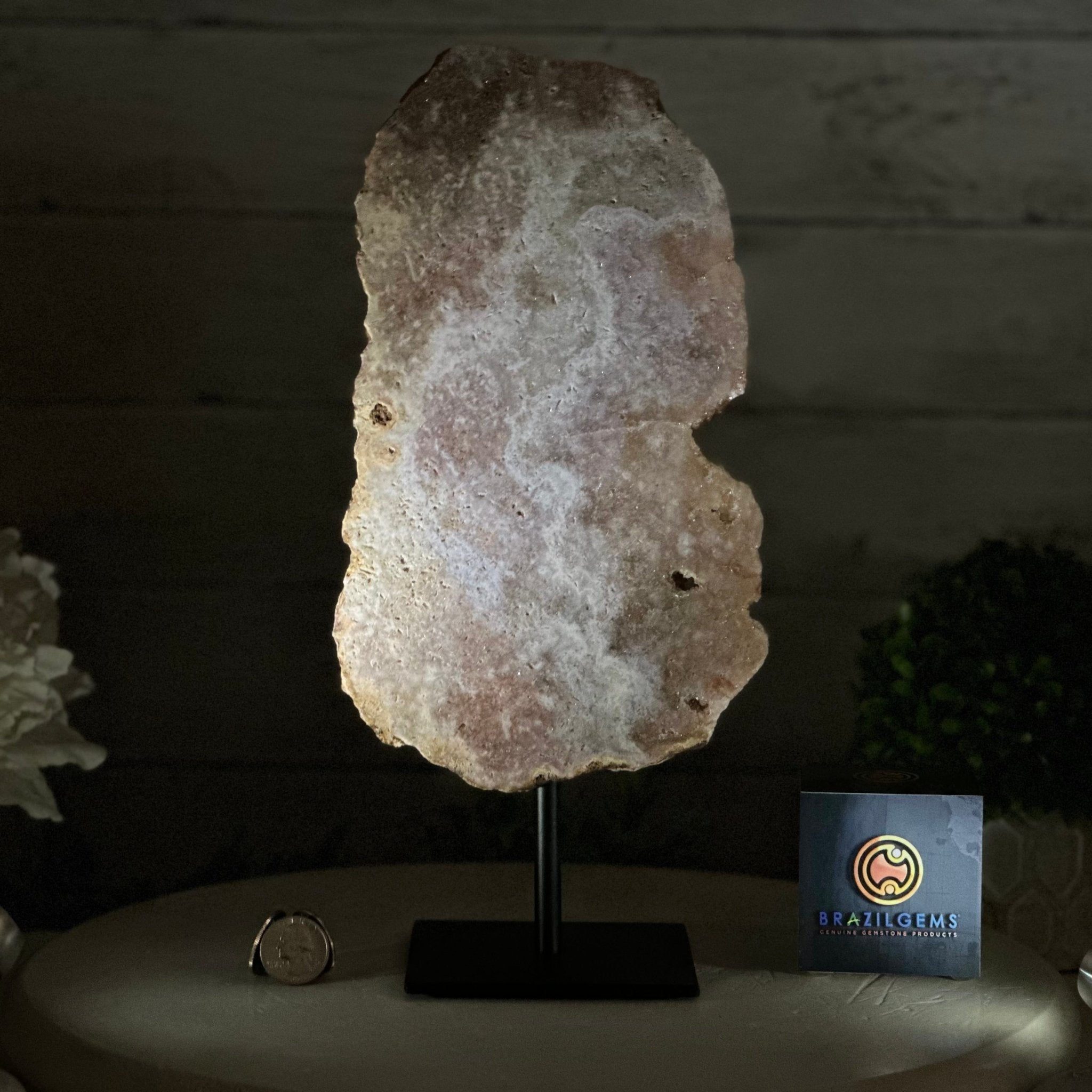 Pink Amethyst Slice on a Stand, 4.7 lbs and 12.9" Tall #5742-0138 - Brazil GemsBrazil GemsPink Amethyst Slice on a Stand, 4.7 lbs and 12.9" Tall #5742-0138Slices on Fixed Bases5742-0138