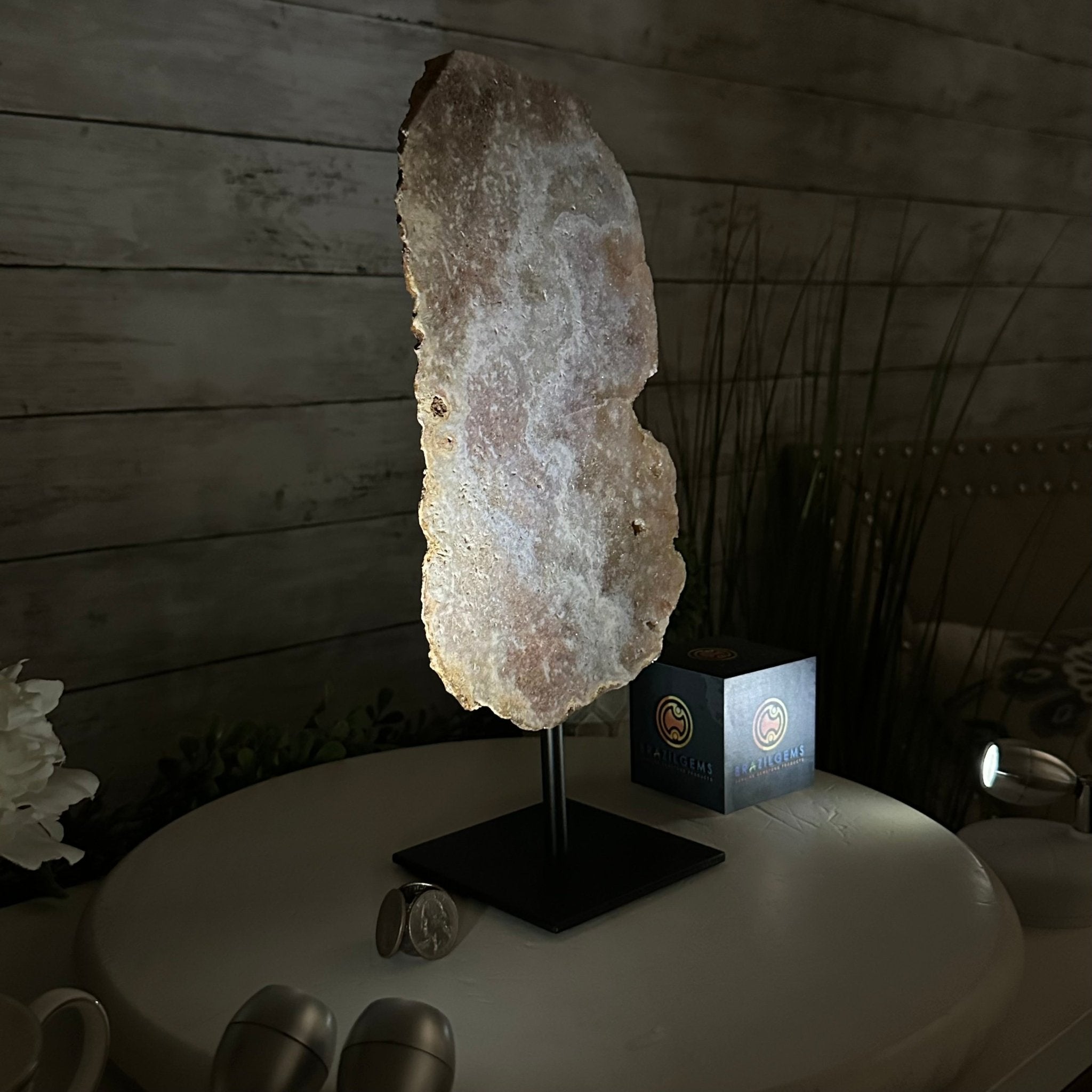 Pink Amethyst Slice on a Stand, 4.7 lbs and 12.9" Tall #5742-0138 - Brazil GemsBrazil GemsPink Amethyst Slice on a Stand, 4.7 lbs and 12.9" Tall #5742-0138Slices on Fixed Bases5742-0138
