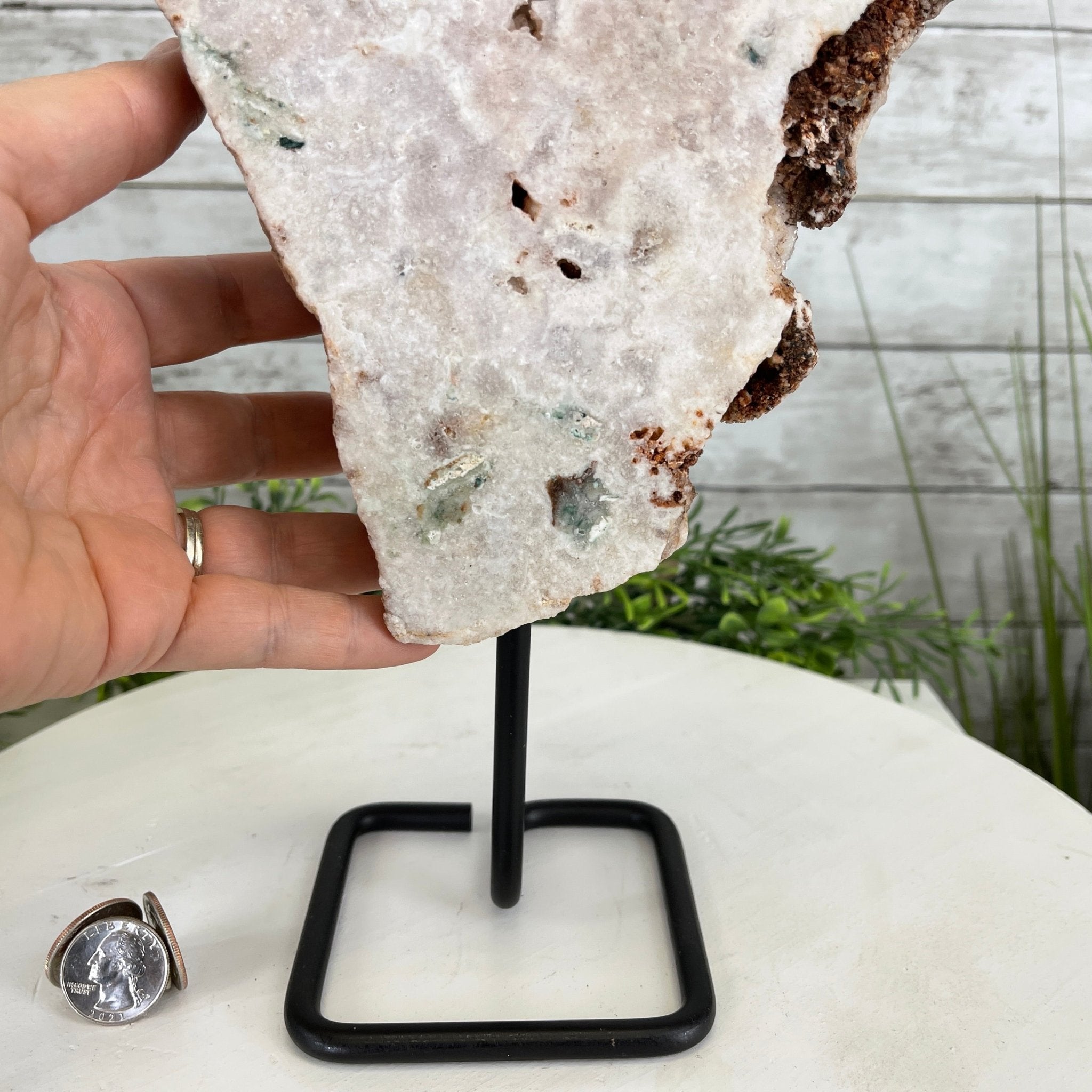 Pink Amethyst Slice on a Stand, 5.8 lbs and 13.1" Tall #5742-0045 by Brazil Gems - Brazil GemsBrazil GemsPink Amethyst Slice on a Stand, 5.8 lbs and 13.1" Tall #5742-0045 by Brazil GemsSlices on Fixed Bases5742-0045