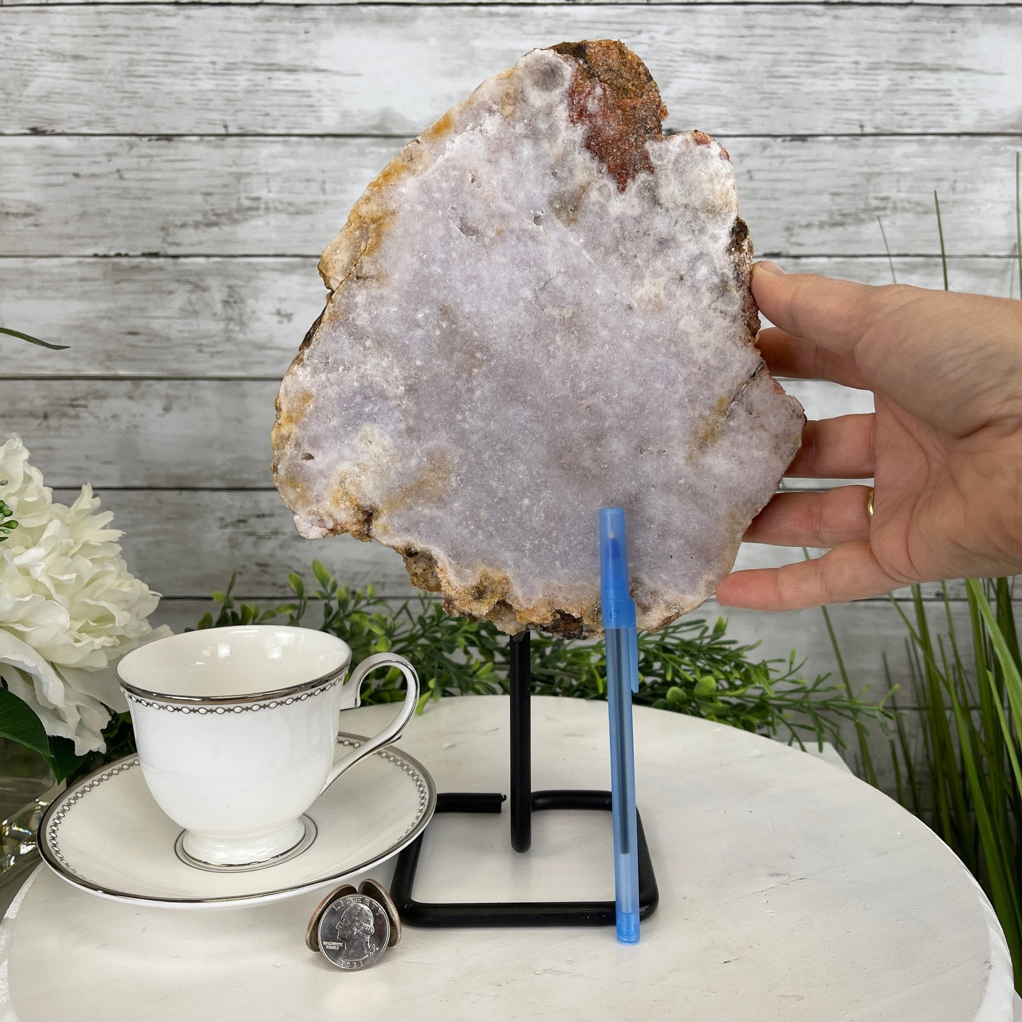 Pink Amethyst Slice on a Stand, 5.9 lbs and 12" Tall #5742-0037 by Brazil Gems - Brazil GemsBrazil GemsPink Amethyst Slice on a Stand, 5.9 lbs and 12" Tall #5742-0037 by Brazil GemsSlices on Fixed Bases5742-0037