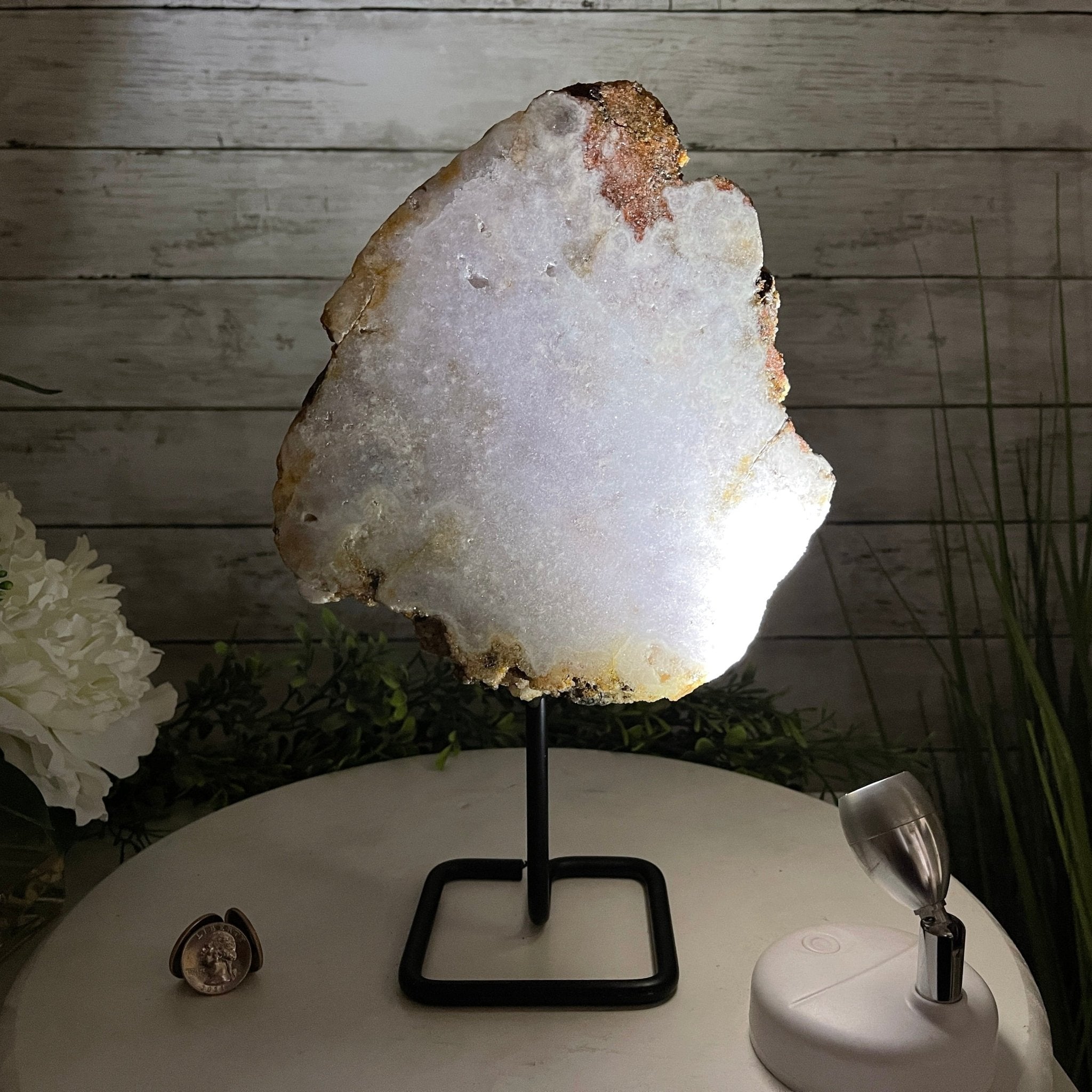 Pink Amethyst Slice on a Stand, 5.9 lbs and 12" Tall #5742-0037 by Brazil Gems - Brazil GemsBrazil GemsPink Amethyst Slice on a Stand, 5.9 lbs and 12" Tall #5742-0037 by Brazil GemsSlices on Fixed Bases5742-0037