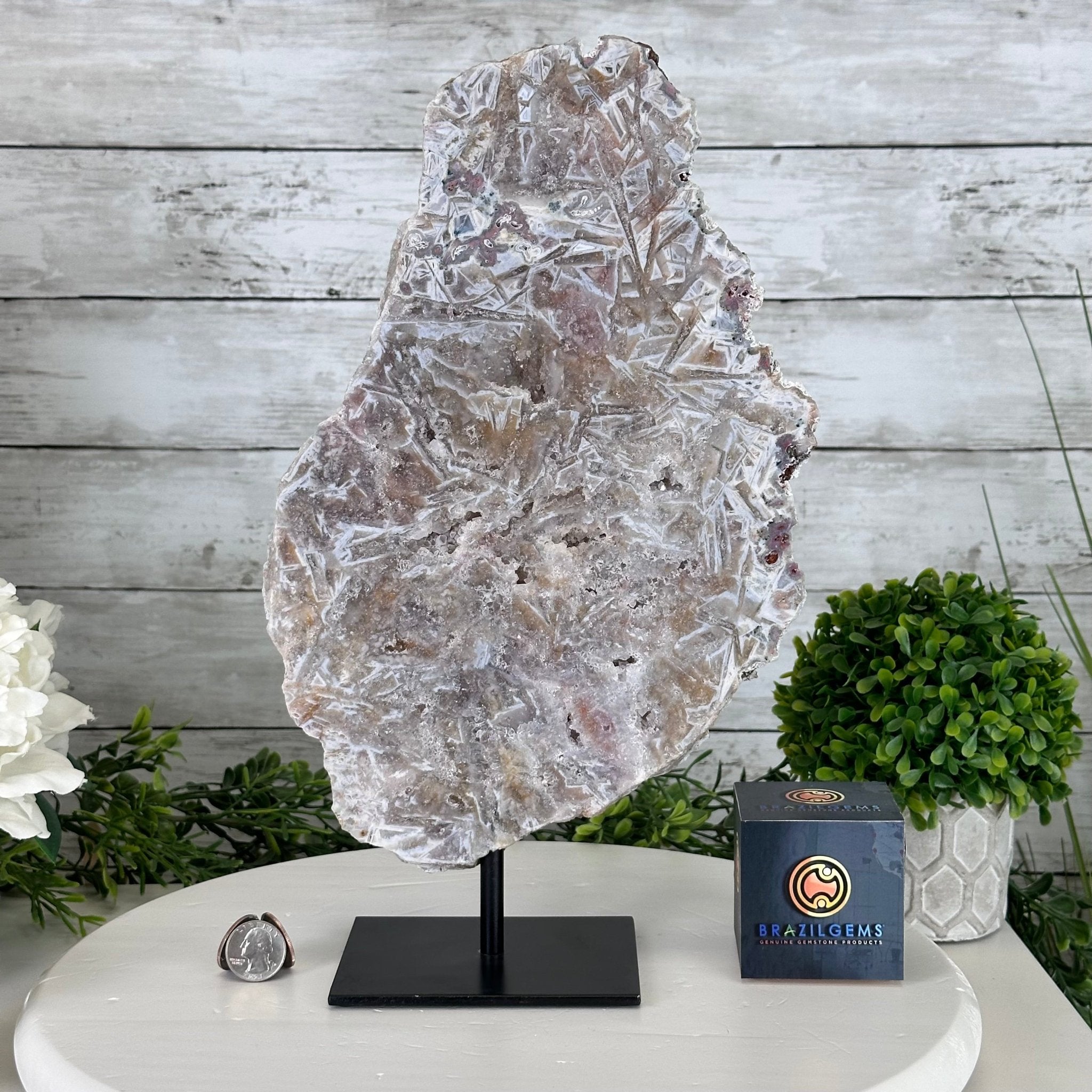 Pink Amethyst Slice on a Stand, 6.8 lbs and 14.6" Tall #5742-0124 - Brazil GemsBrazil GemsPink Amethyst Slice on a Stand, 6.8 lbs and 14.6" Tall #5742-0124Slices on Fixed Bases5742-0124