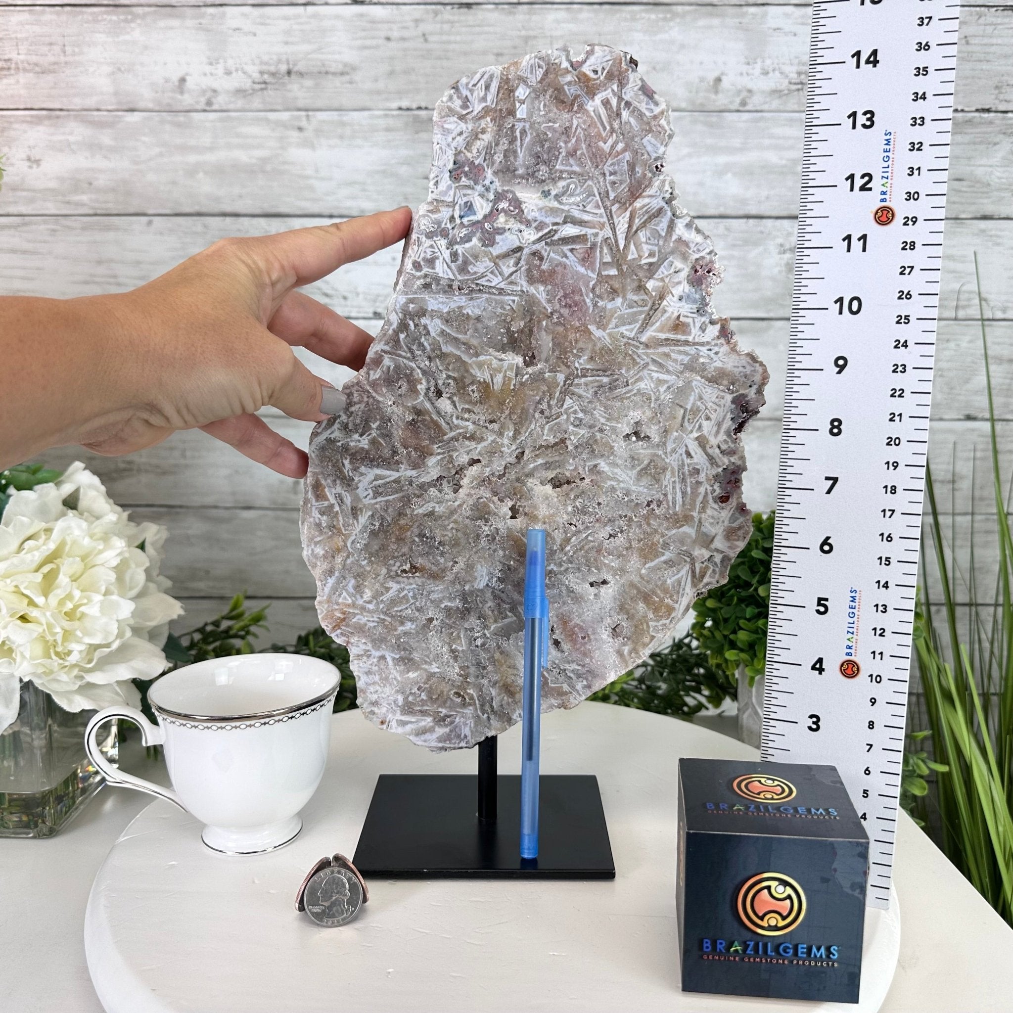 Pink Amethyst Slice on a Stand, 6.8 lbs and 14.6" Tall #5742-0124 - Brazil GemsBrazil GemsPink Amethyst Slice on a Stand, 6.8 lbs and 14.6" Tall #5742-0124Slices on Fixed Bases5742-0124