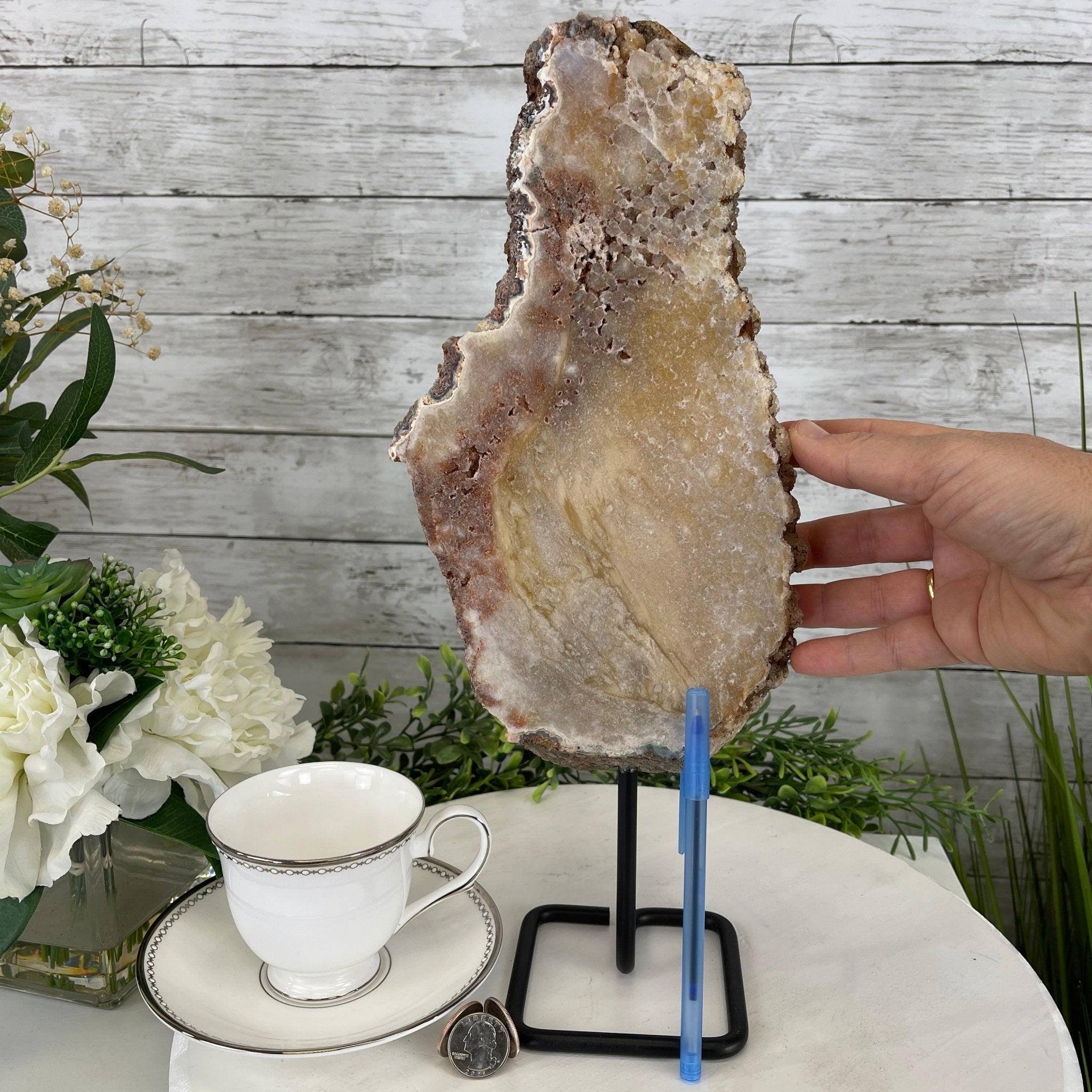 Pink Amethyst Slice on a Stand, 7.6 lbs and 15.3" Tall #5742-0043 by Brazil Gems - Brazil GemsBrazil GemsPink Amethyst Slice on a Stand, 7.6 lbs and 15.3" Tall #5742-0043 by Brazil GemsSlices on Fixed Bases5742-0043