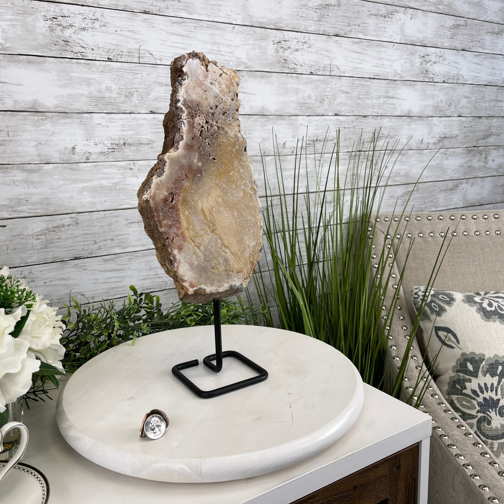 Pink Amethyst Slice on a Stand, 7.6 lbs and 15.3" Tall #5742-0043 by Brazil Gems - Brazil GemsBrazil GemsPink Amethyst Slice on a Stand, 7.6 lbs and 15.3" Tall #5742-0043 by Brazil GemsSlices on Fixed Bases5742-0043
