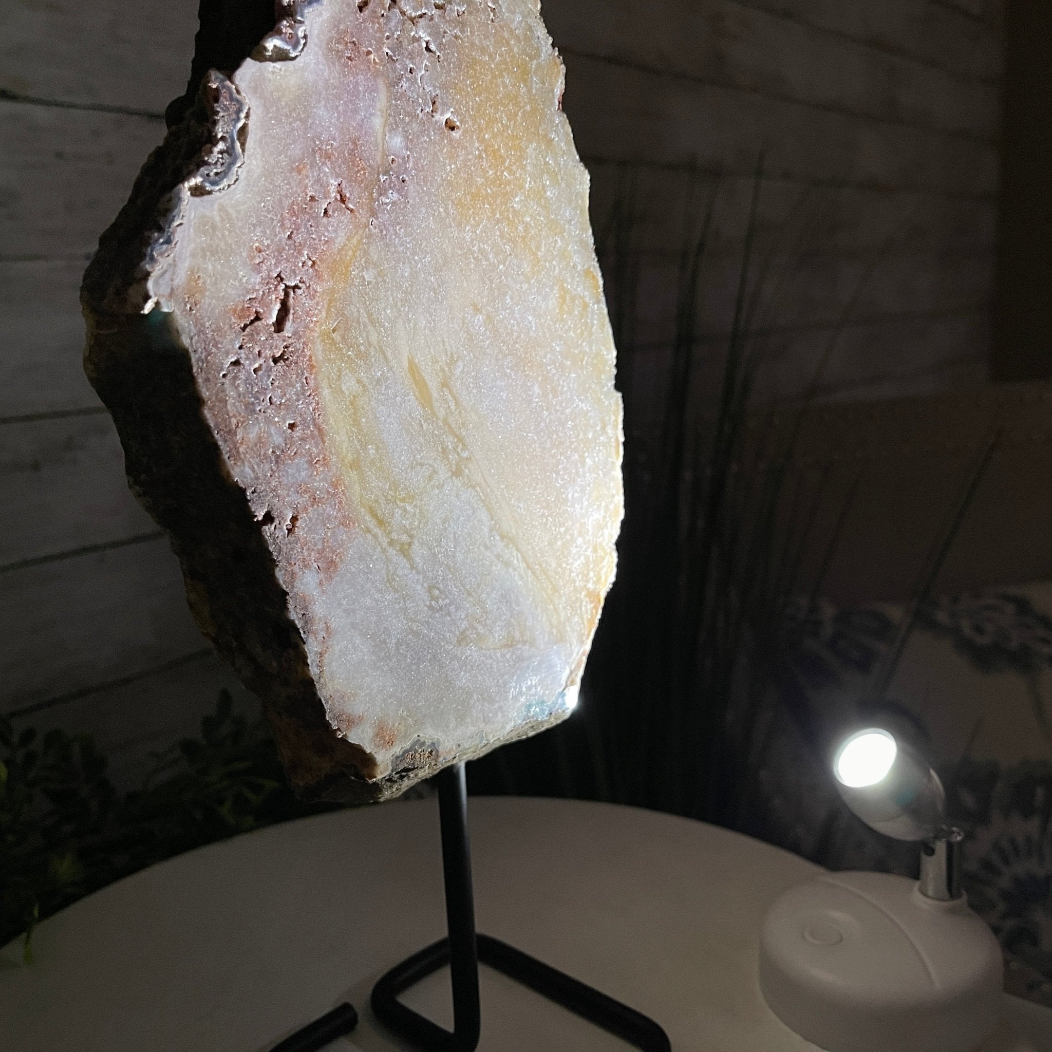 Pink Amethyst Slice on a Stand, 7.6 lbs and 15.3" Tall #5742-0043 by Brazil Gems - Brazil GemsBrazil GemsPink Amethyst Slice on a Stand, 7.6 lbs and 15.3" Tall #5742-0043 by Brazil GemsSlices on Fixed Bases5742-0043