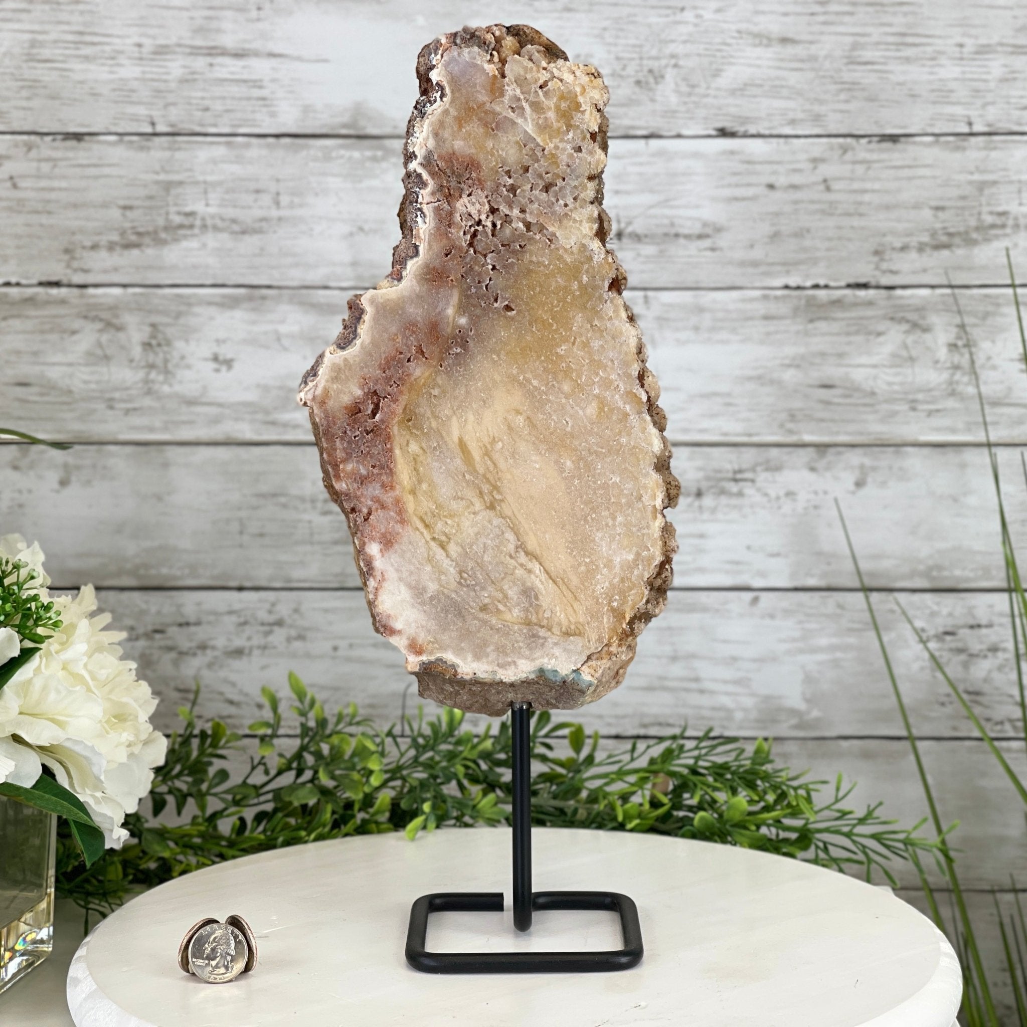 Pink Amethyst Slice on a Stand, 7.6 lbs and 15.3" Tall #5742-0043 by Brazil Gems - Brazil GemsBrazil GemsPink Amethyst Slice on a Stand, 7.6 lbs and 15.3" Tall #5742-0043 by Brazil GemsSlices on Fixed Bases5742-0043