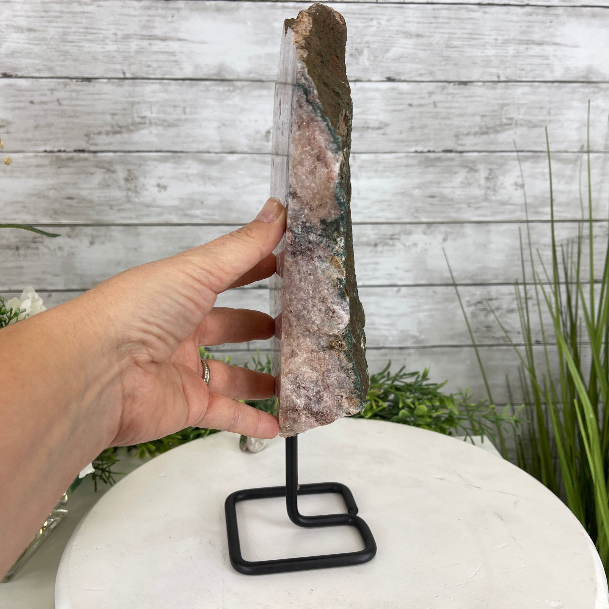 Pink Amethyst Slice on a Stand, 8.7 lbs and 13.3" Tall #5742-0034 by Brazil Gems - Brazil GemsBrazil GemsPink Amethyst Slice on a Stand, 8.7 lbs and 13.3" Tall #5742-0034 by Brazil GemsSlices on Fixed Bases5742-0034