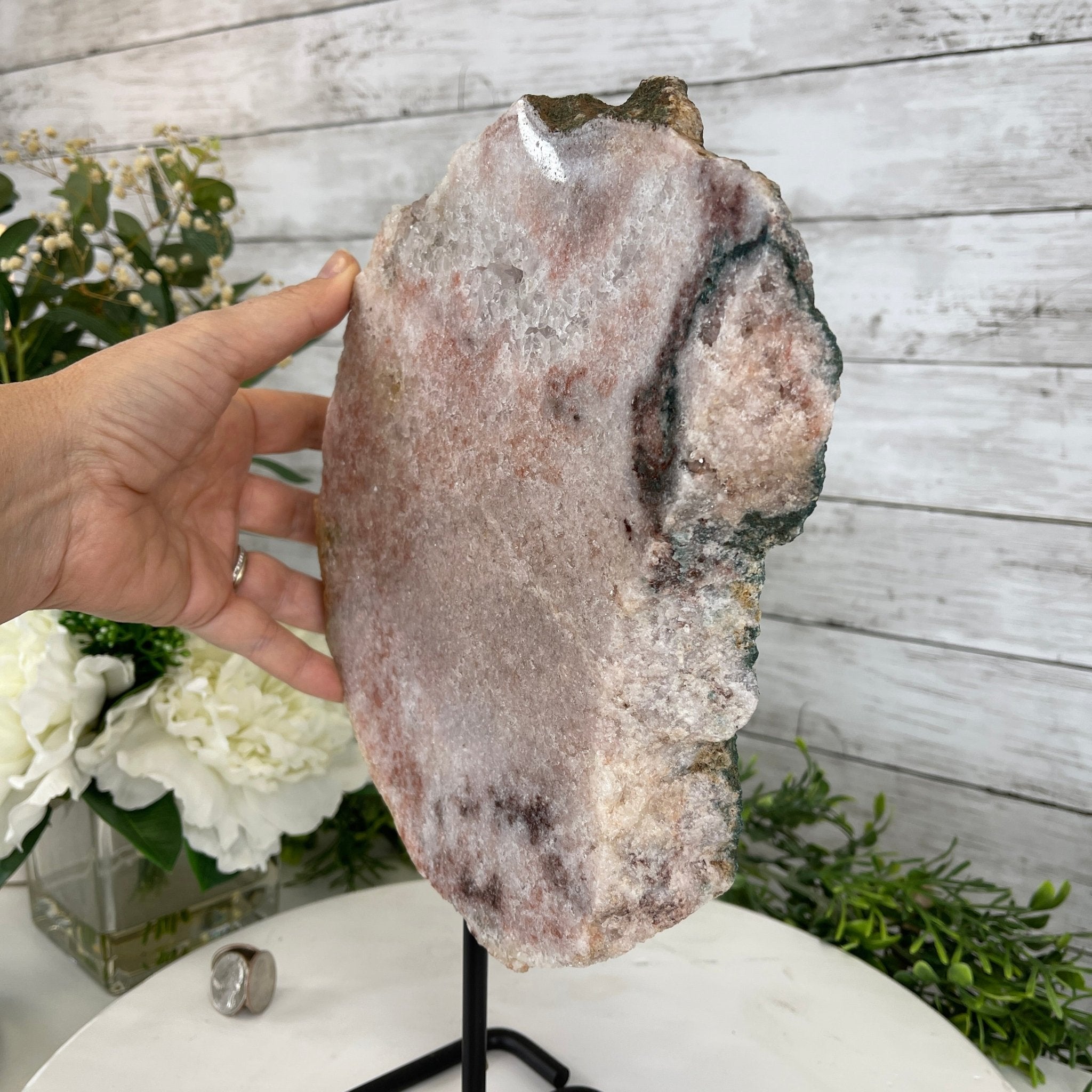 Pink Amethyst Slice on a Stand, 8.7 lbs and 13.3" Tall #5742-0034 by Brazil Gems - Brazil GemsBrazil GemsPink Amethyst Slice on a Stand, 8.7 lbs and 13.3" Tall #5742-0034 by Brazil GemsSlices on Fixed Bases5742-0034