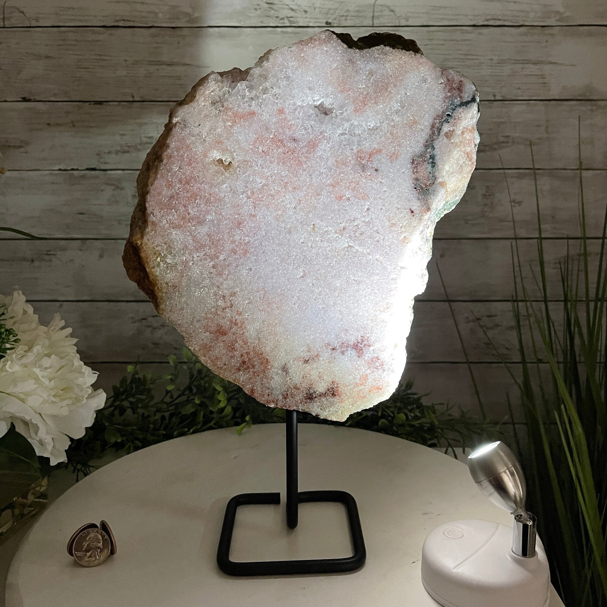 Pink Amethyst Slice on a Stand, 8.7 lbs and 13.3" Tall #5742-0034 by Brazil Gems - Brazil GemsBrazil GemsPink Amethyst Slice on a Stand, 8.7 lbs and 13.3" Tall #5742-0034 by Brazil GemsSlices on Fixed Bases5742-0034