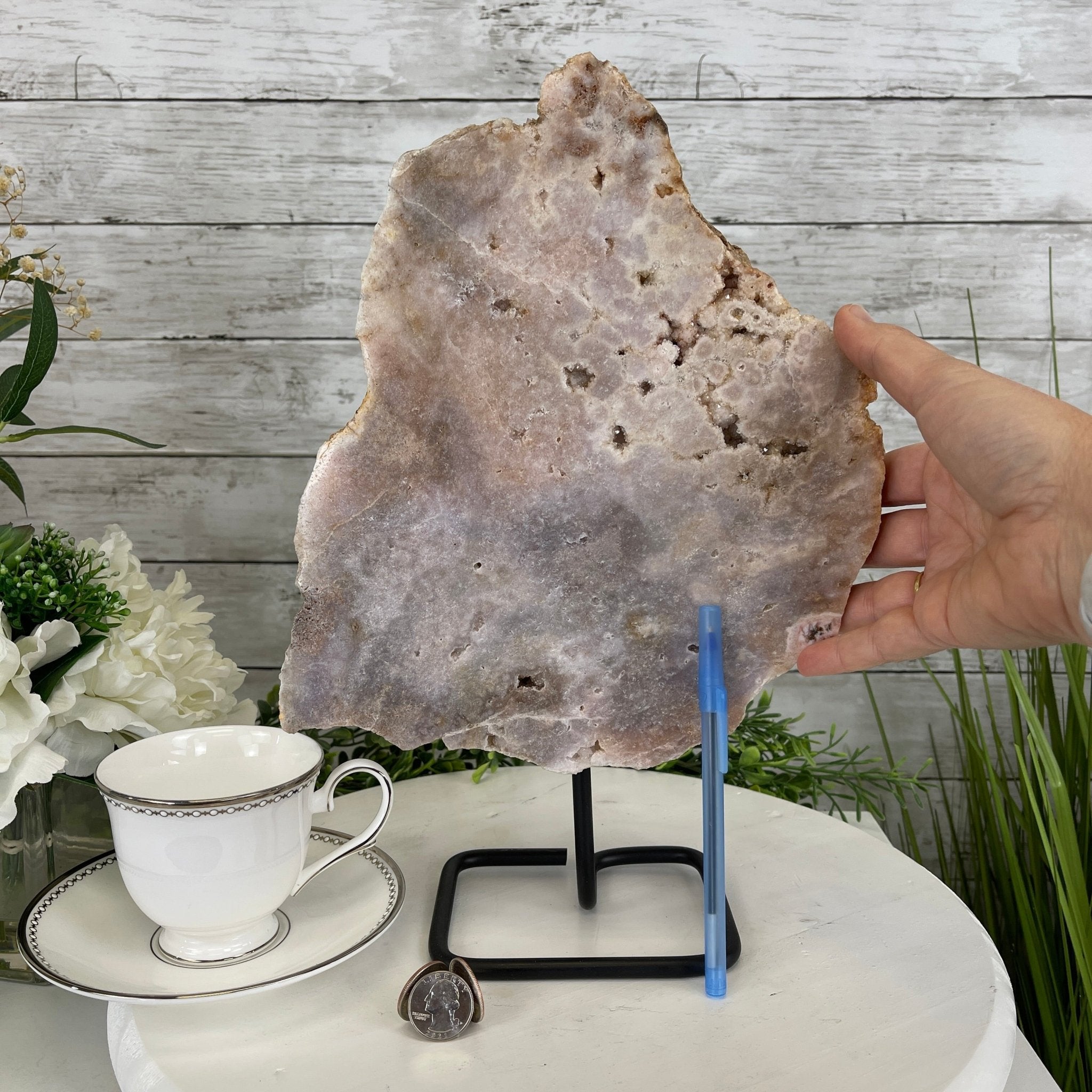 Pink Amethyst Slice on a Stand, 8.7 lbs and 14" Tall #5742-0039 by Brazil Gems - Brazil GemsBrazil GemsPink Amethyst Slice on a Stand, 8.7 lbs and 14" Tall #5742-0039 by Brazil GemsSlices on Fixed Bases5742-0039