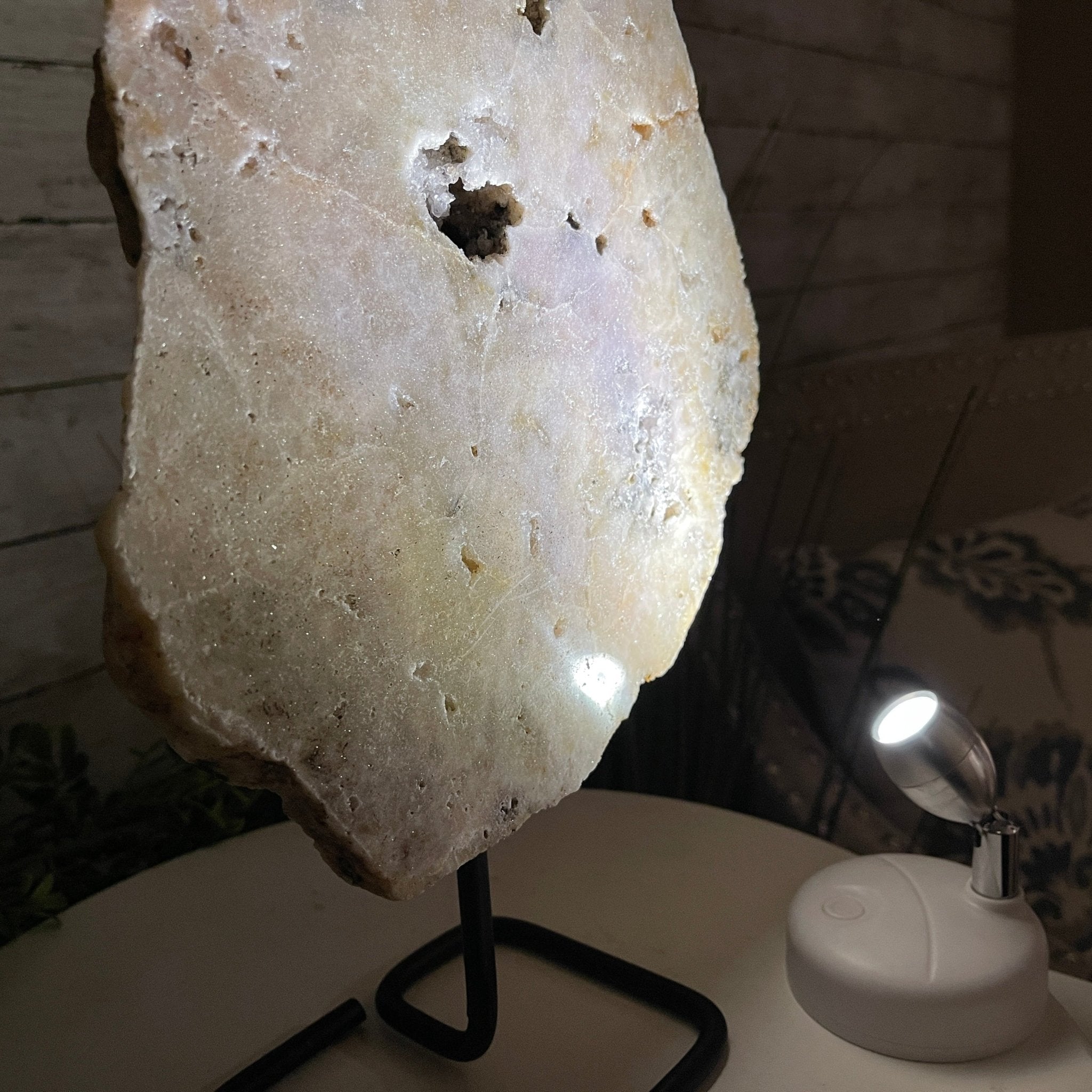 Pink Amethyst Slice on a Stand, 9.3 lbs and 14.2" Tall #5742-0029 by Brazil Gems - Brazil GemsBrazil GemsPink Amethyst Slice on a Stand, 9.3 lbs and 14.2" Tall #5742-0029 by Brazil GemsSlices on Fixed Bases5742-0029